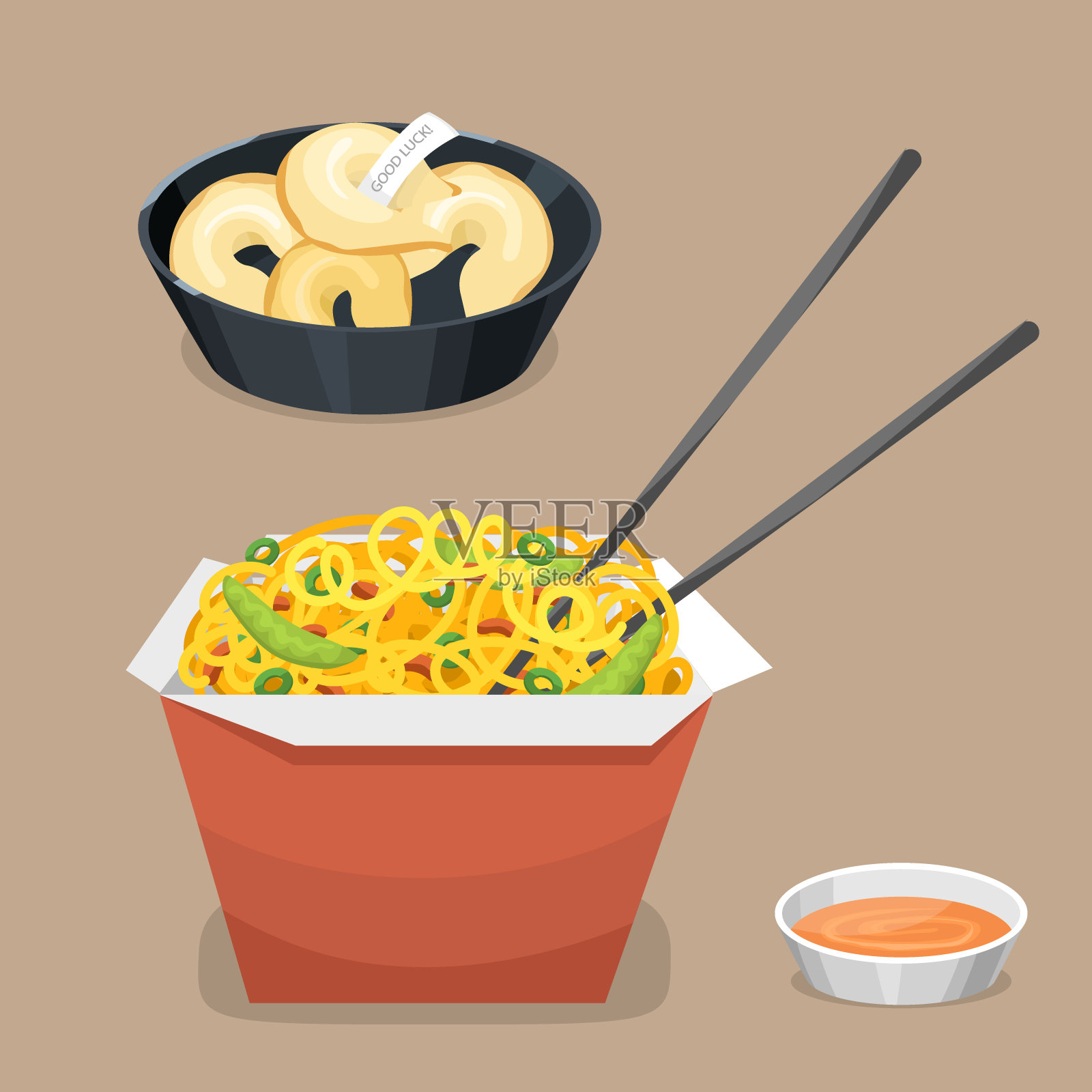 中国传统美食菜肴美味佳肴亚洲正餐中餐烹饪矢量插图插画图片素材
