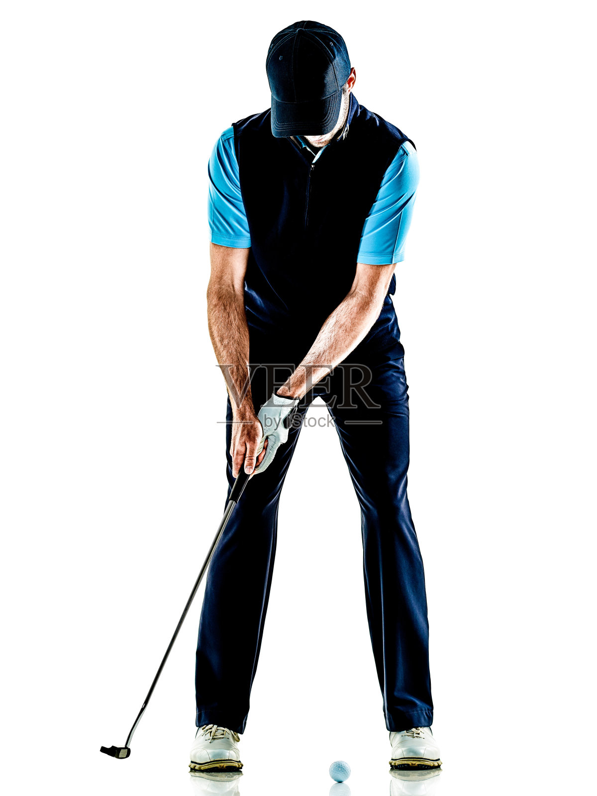 男子高尔夫球手高尔夫孤立的背景照片摄影图片