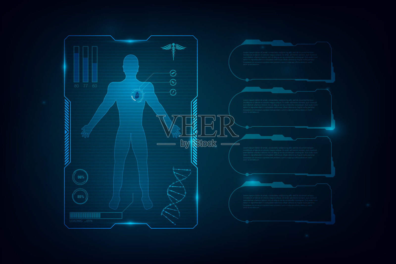 Hud界面虚拟全息图未来系统保健创新概念背景插画图片素材
