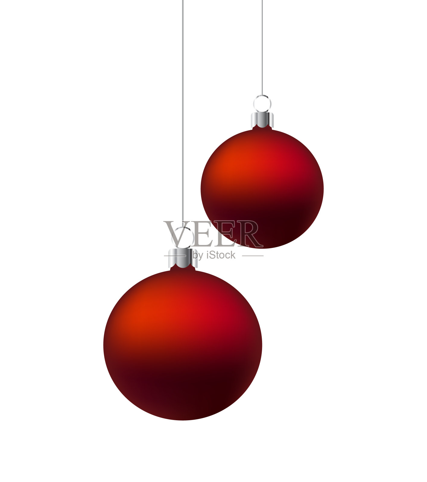 圣诞装饰品红色和银色悬挂设计元素图片