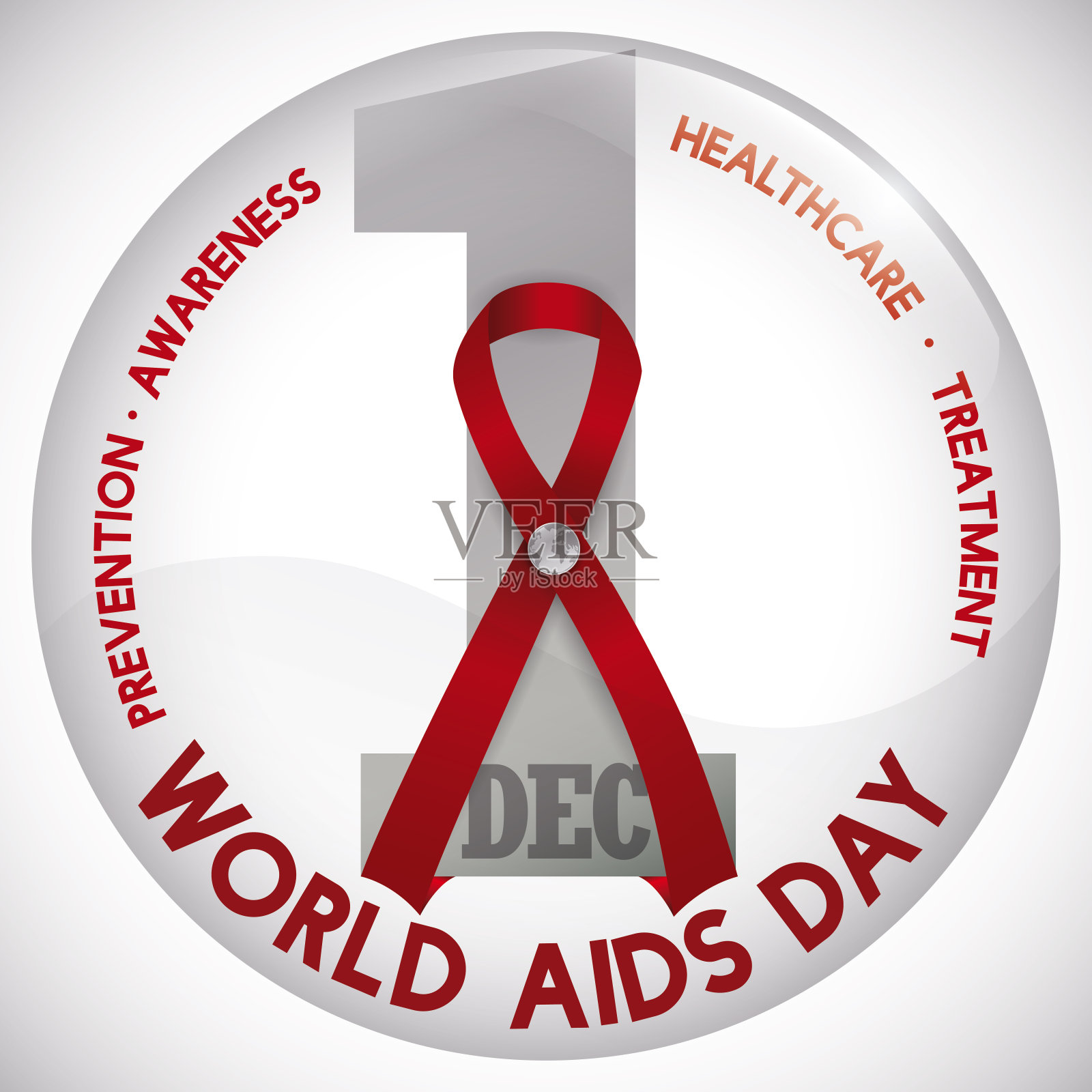 世界艾滋病日纪念圆扣红丝带插画图片素材