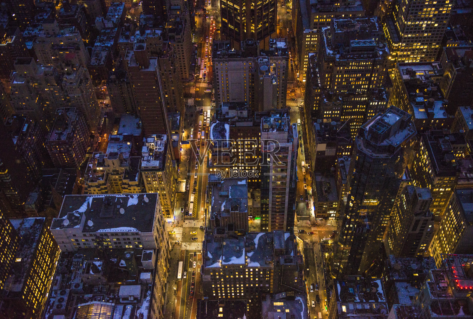 美国纽约，纽约，美国纽约，通过帝国大厦观察点的空中俯瞰纽约市的天际线照片摄影图片