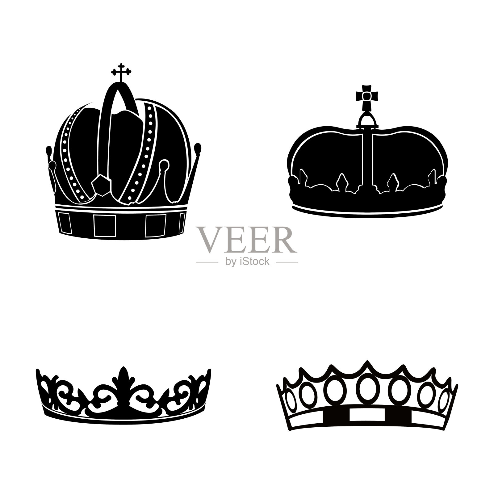 一套皇家皇冠插画图片素材