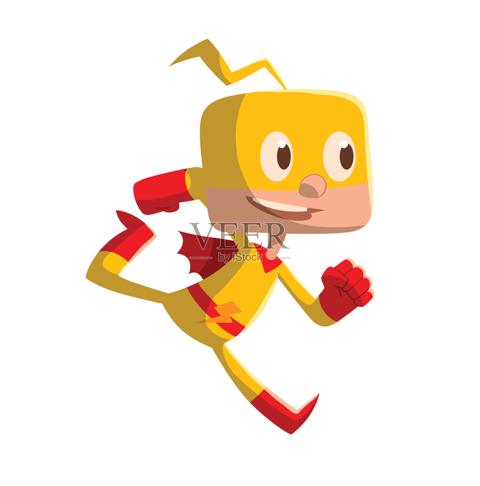 穿着黄色超级英雄服装的有趣小男孩设计元素图片
