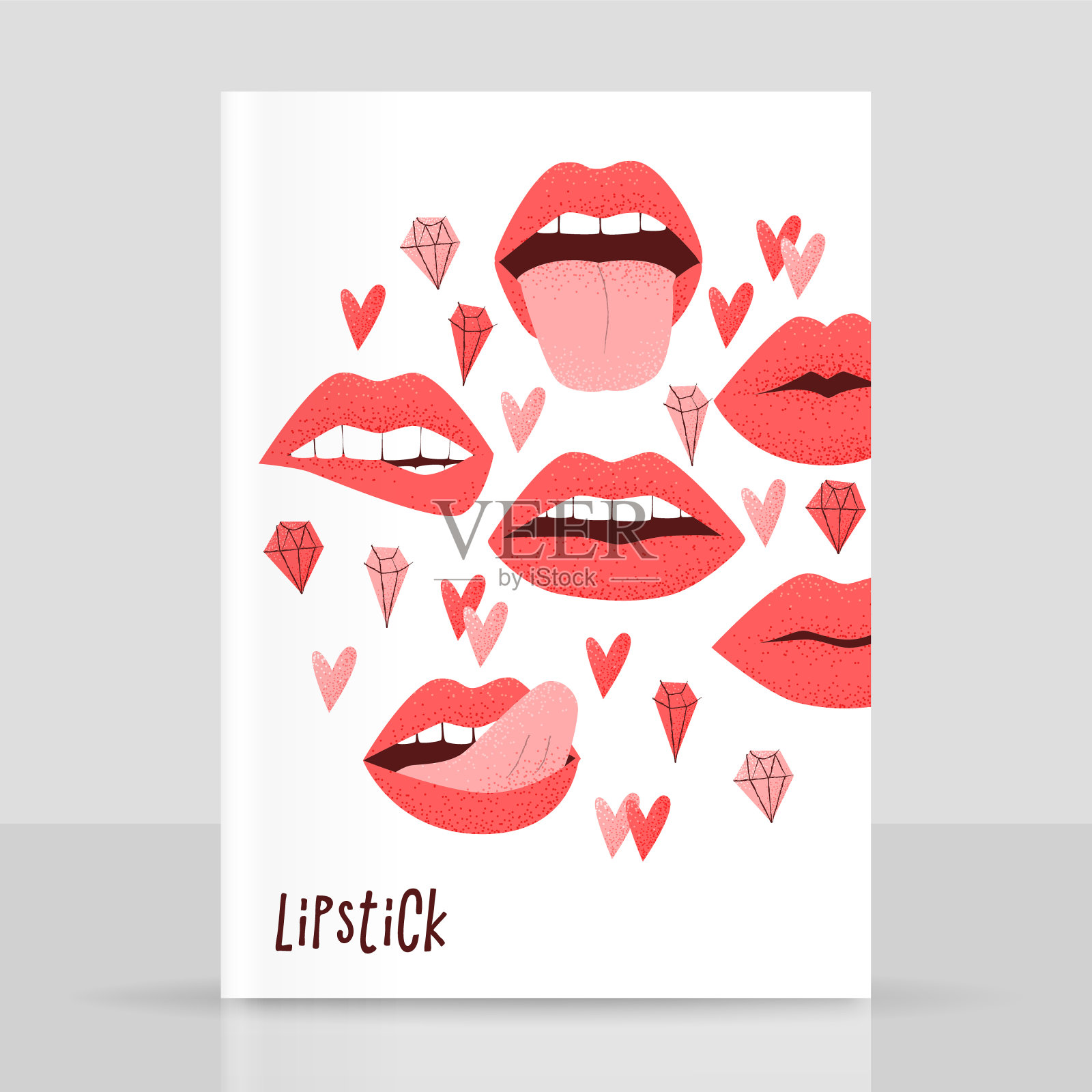 红色唇膏的嘴唇插画图片素材