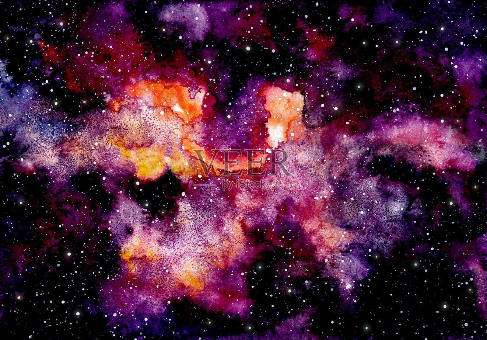 背景与水彩银河和黑暗的天空插画图片素材