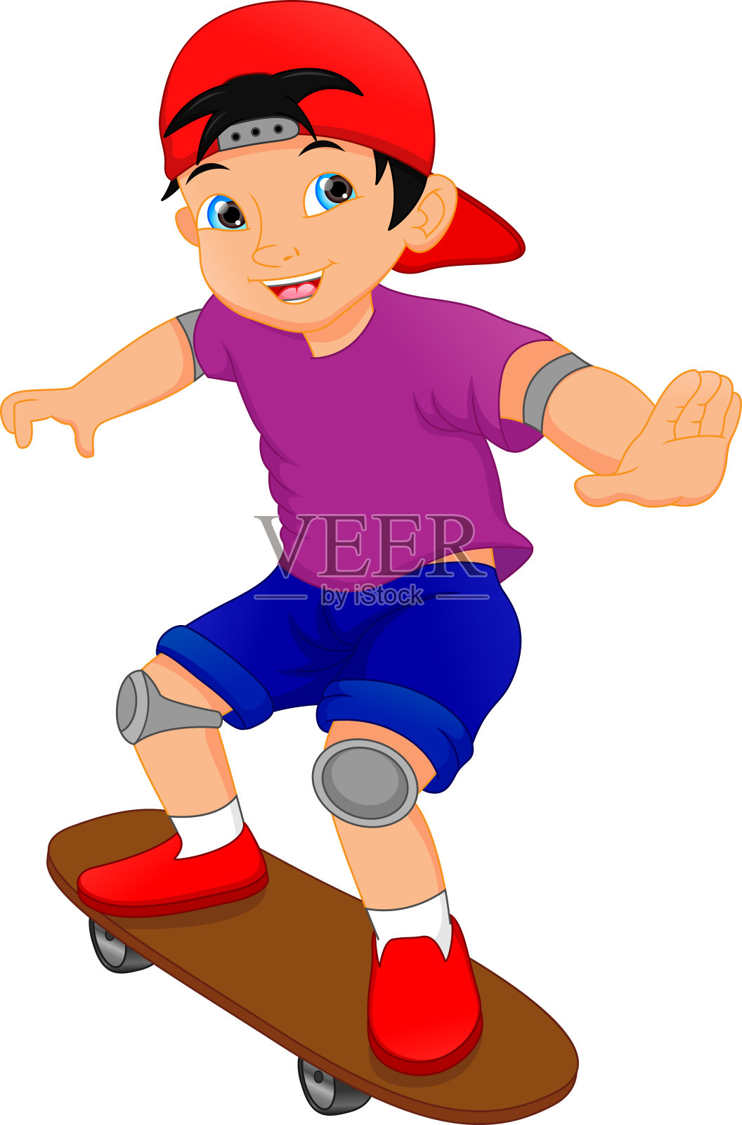 玩滑板的男孩卡通插画图片素材
