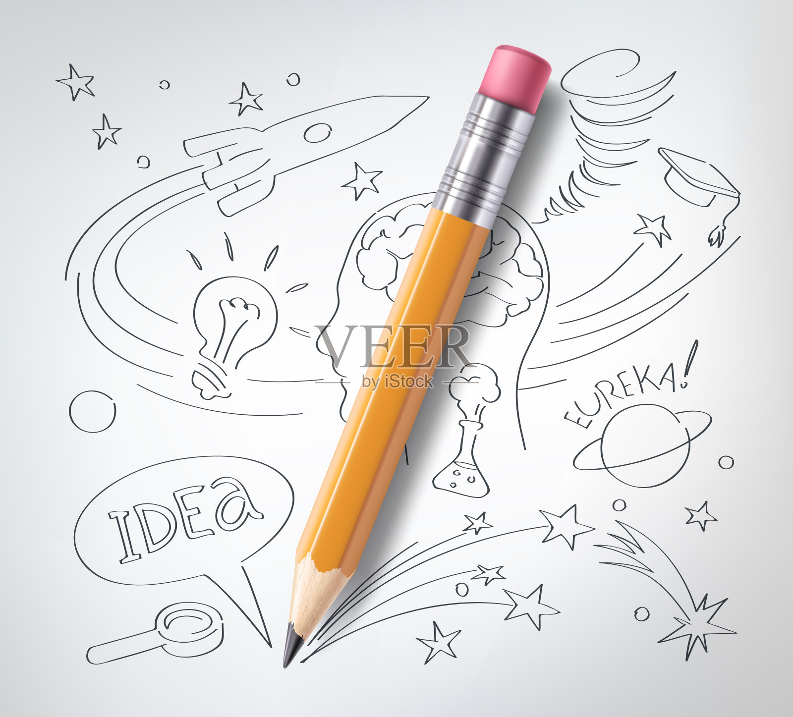 矢量教育，科学概念，铅笔，素描插画图片素材