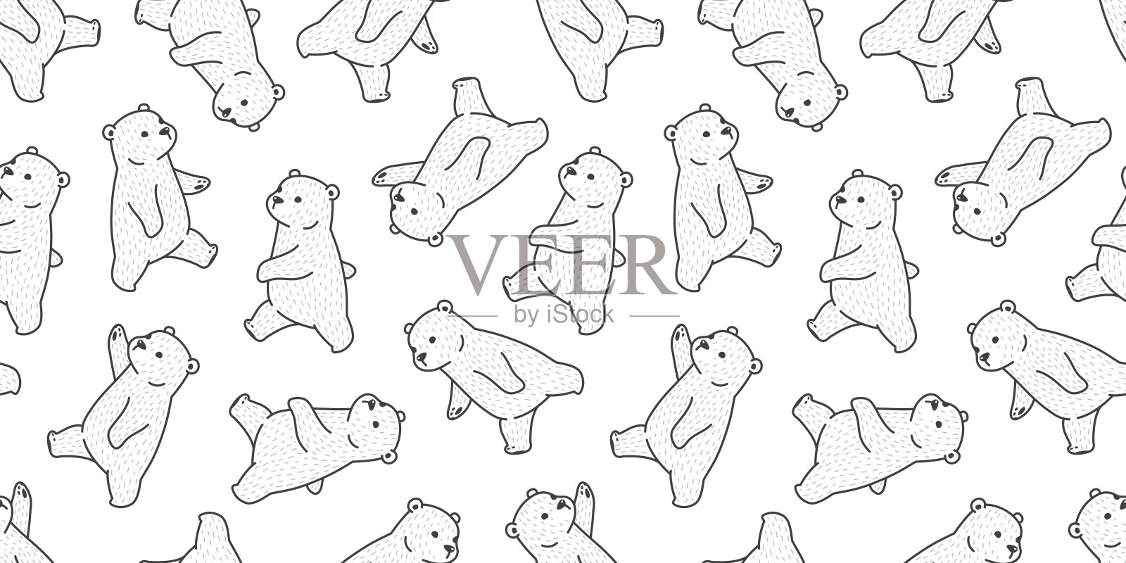 熊无缝模式北极熊矢量孤立背景壁纸白色插画图片素材