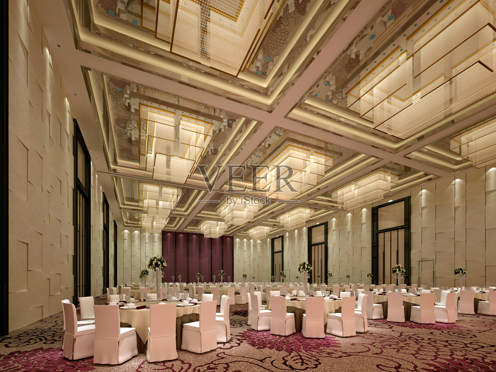 豪华酒店会议室的3d渲染照片摄影图片