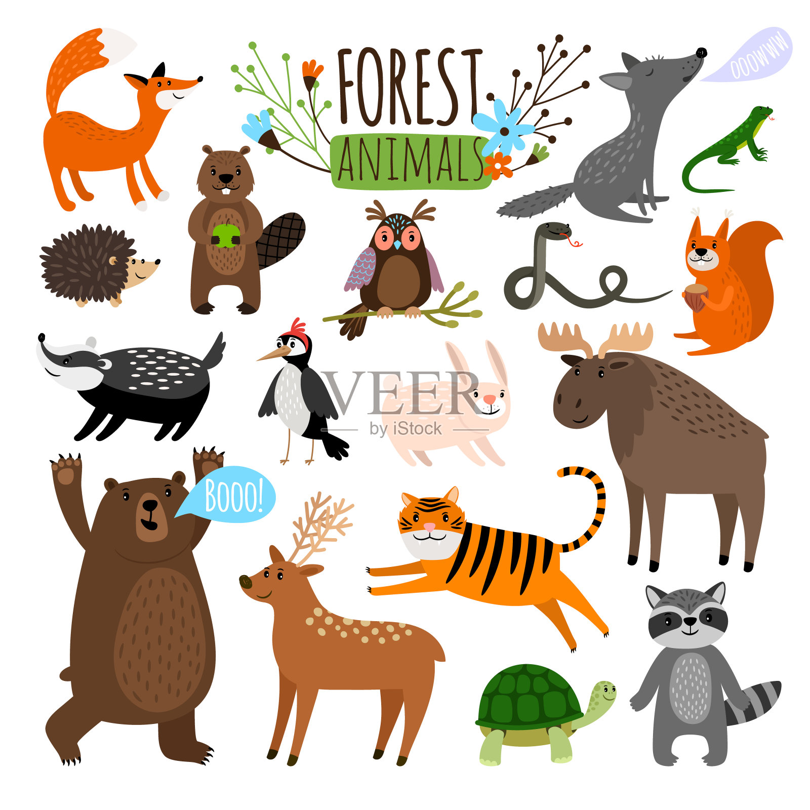 森林动物组设计元素图片