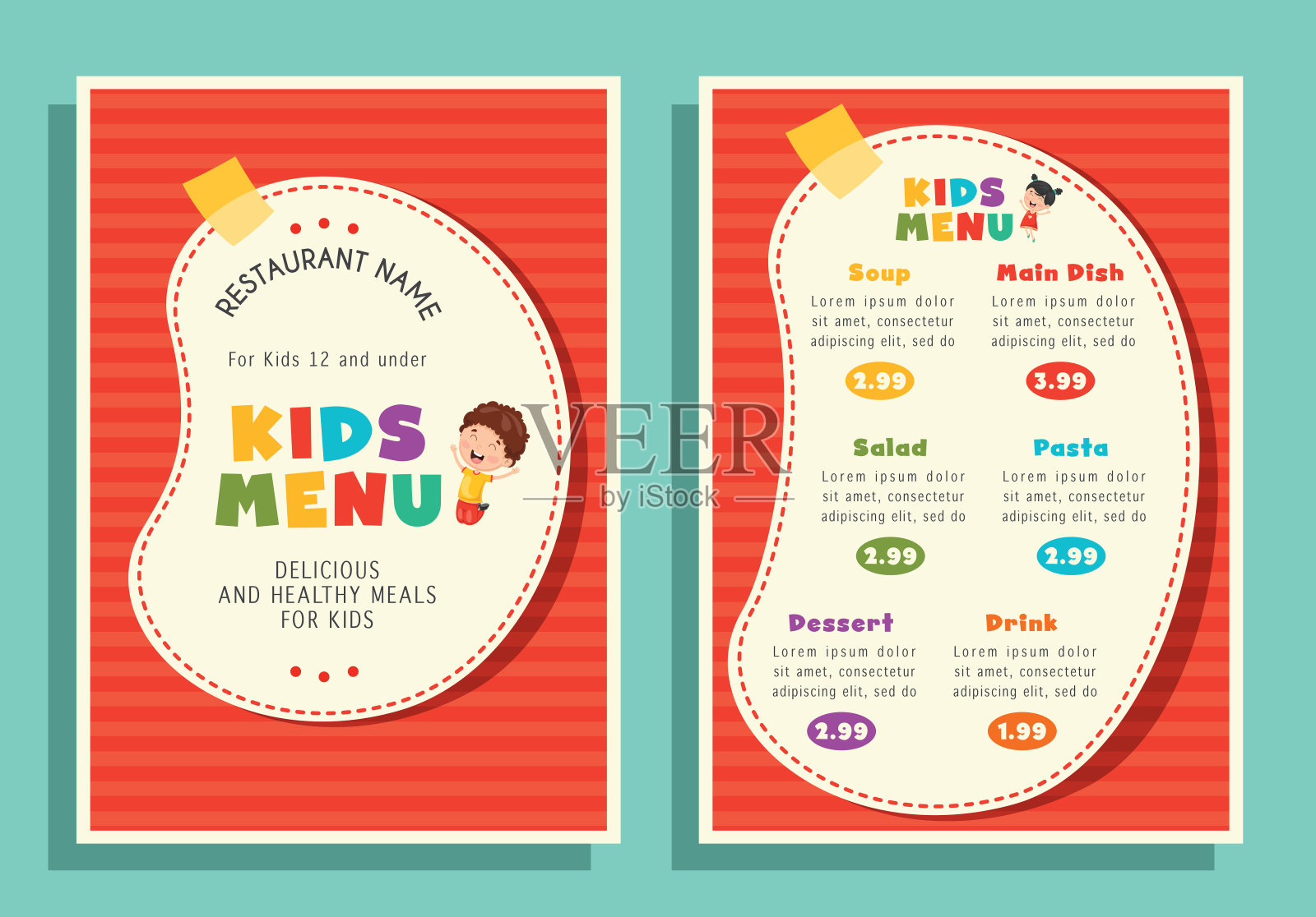 矢量插图的孩子菜单模板设计模板素材