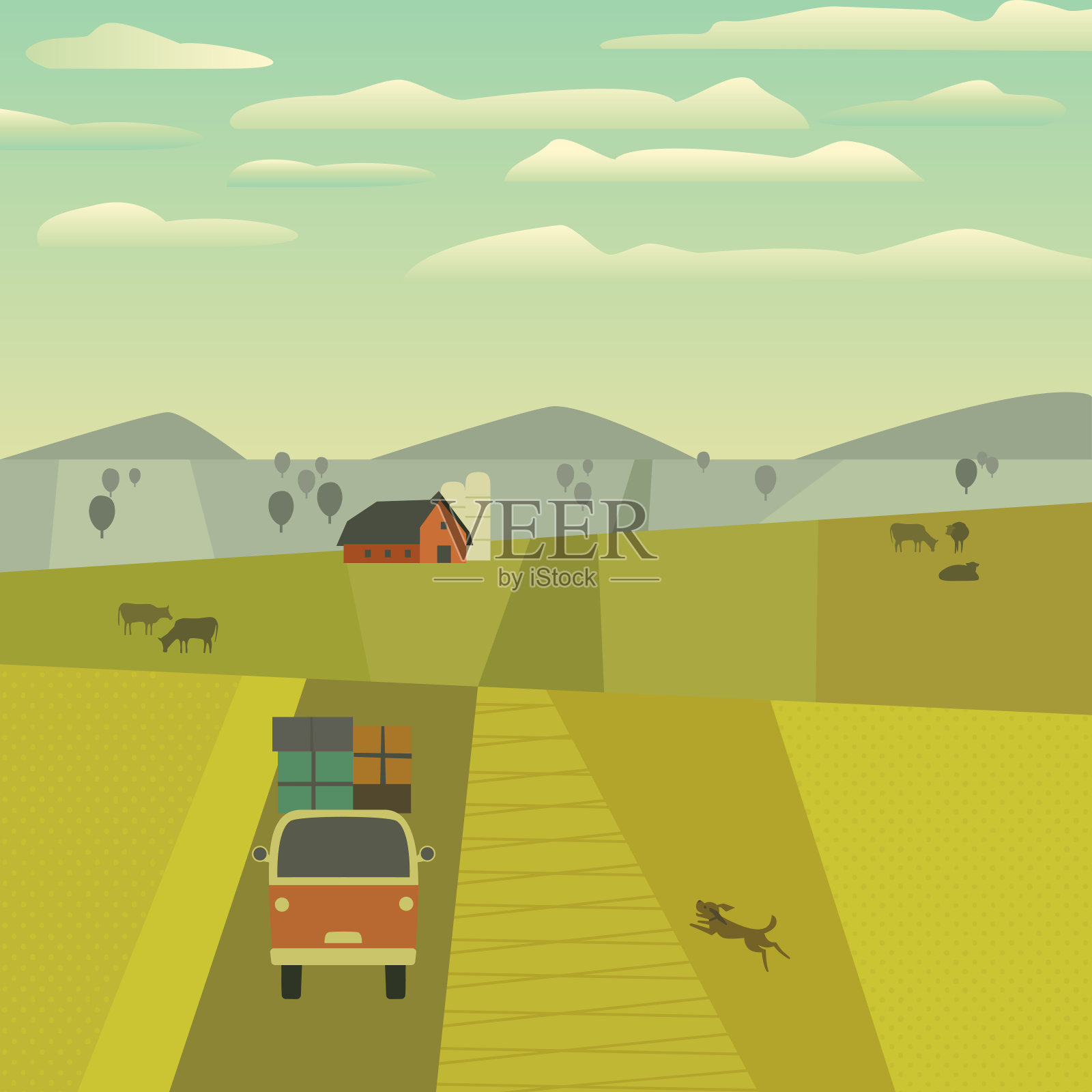 农村景观的海报插画图片素材