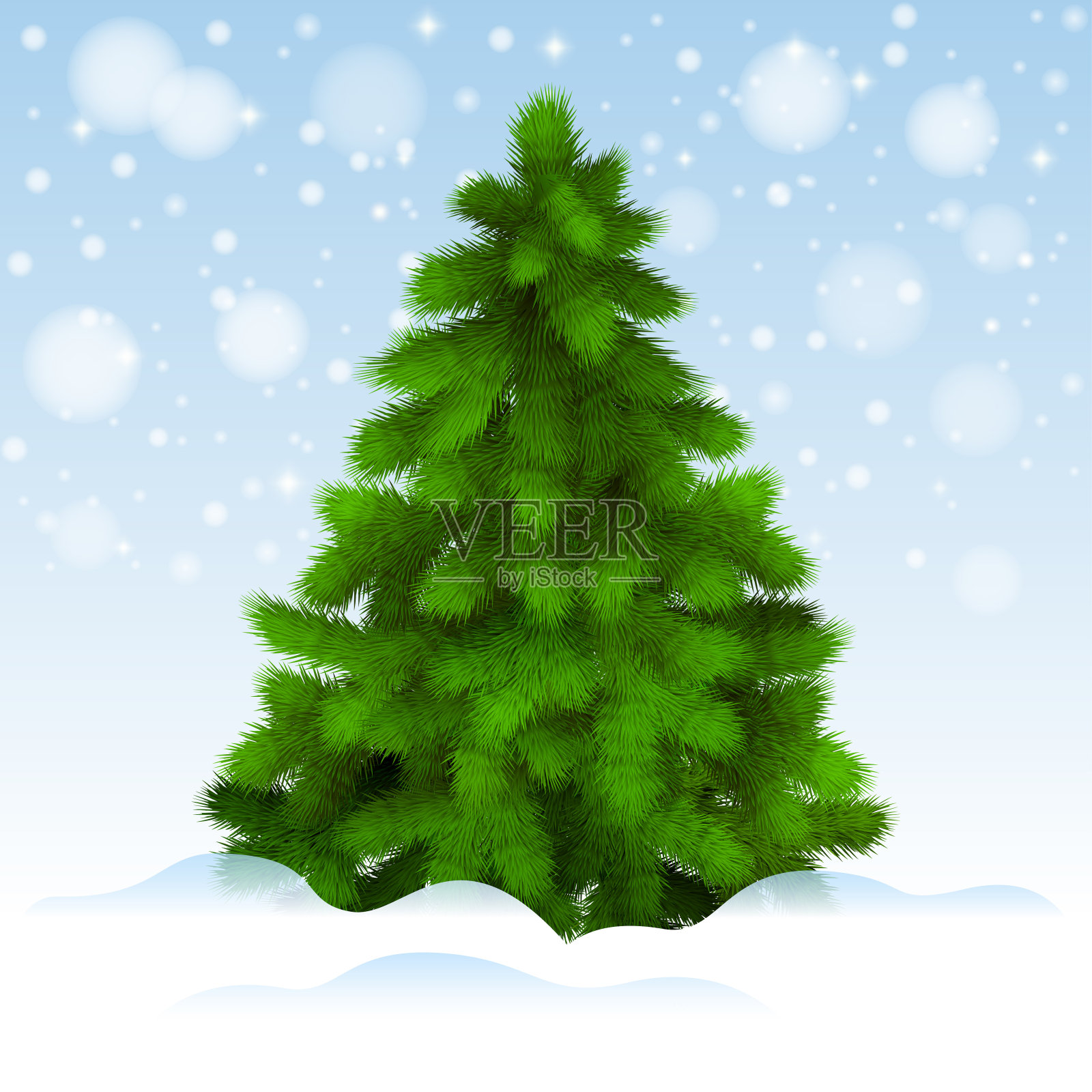 圣诞树，现实的矢量插图。插画图片素材