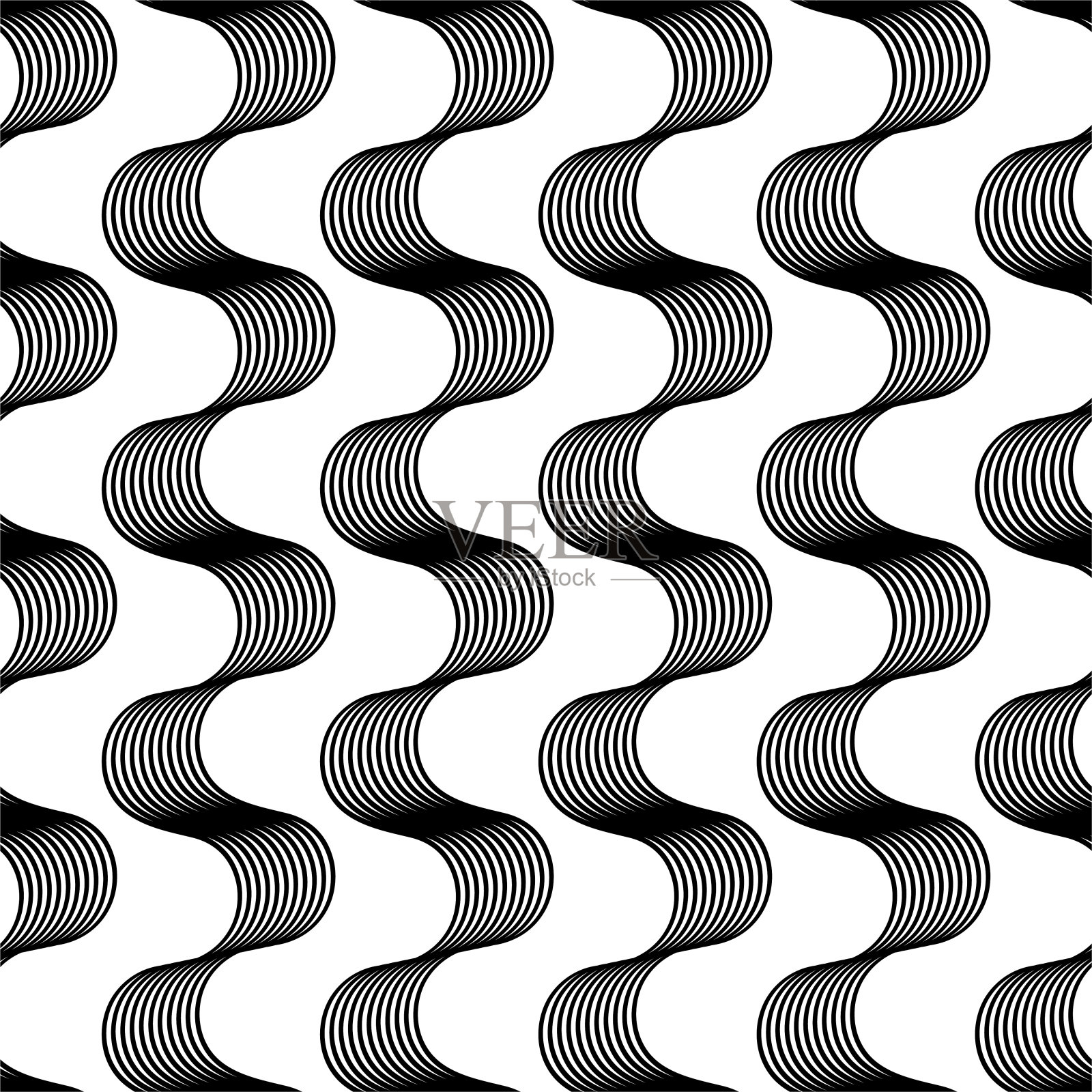 3d光学艺术波浪图案/黑白抽象背景插画图片素材