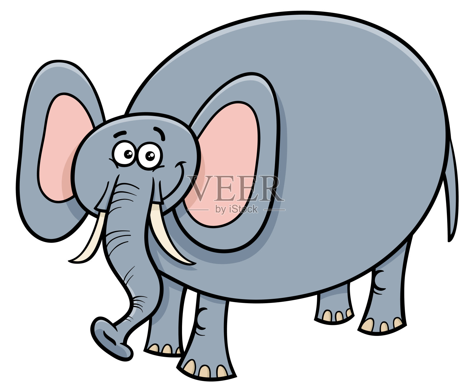 有趣的大象动物卡通人物设计元素图片