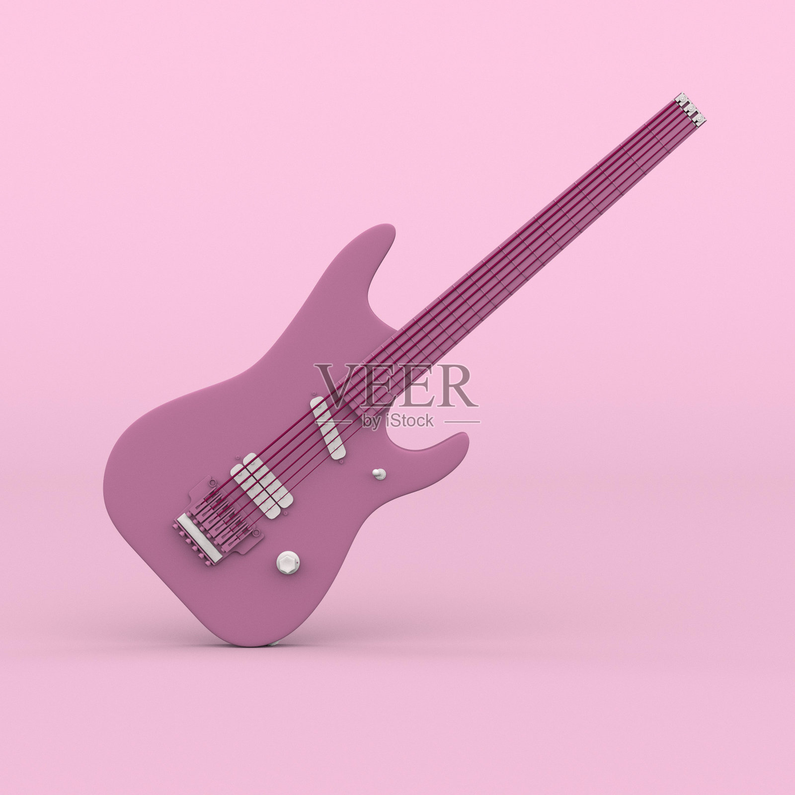 粉红色的吉他。最小的抽象艺术照片摄影图片