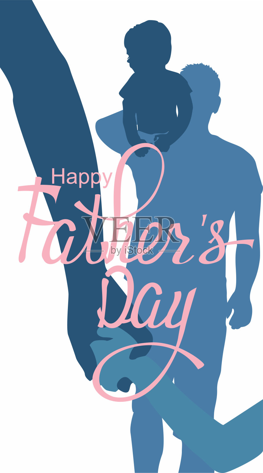父亲节的背景与父亲和儿子的剪影。矢量图插画图片素材