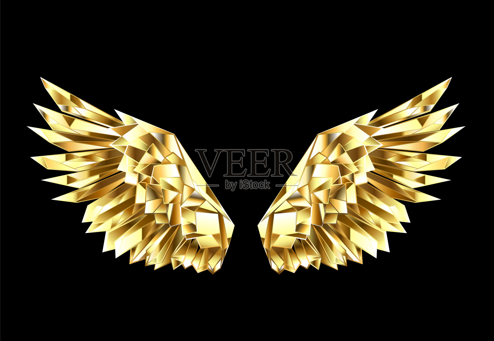 黄金多边形的翅膀插画图片素材