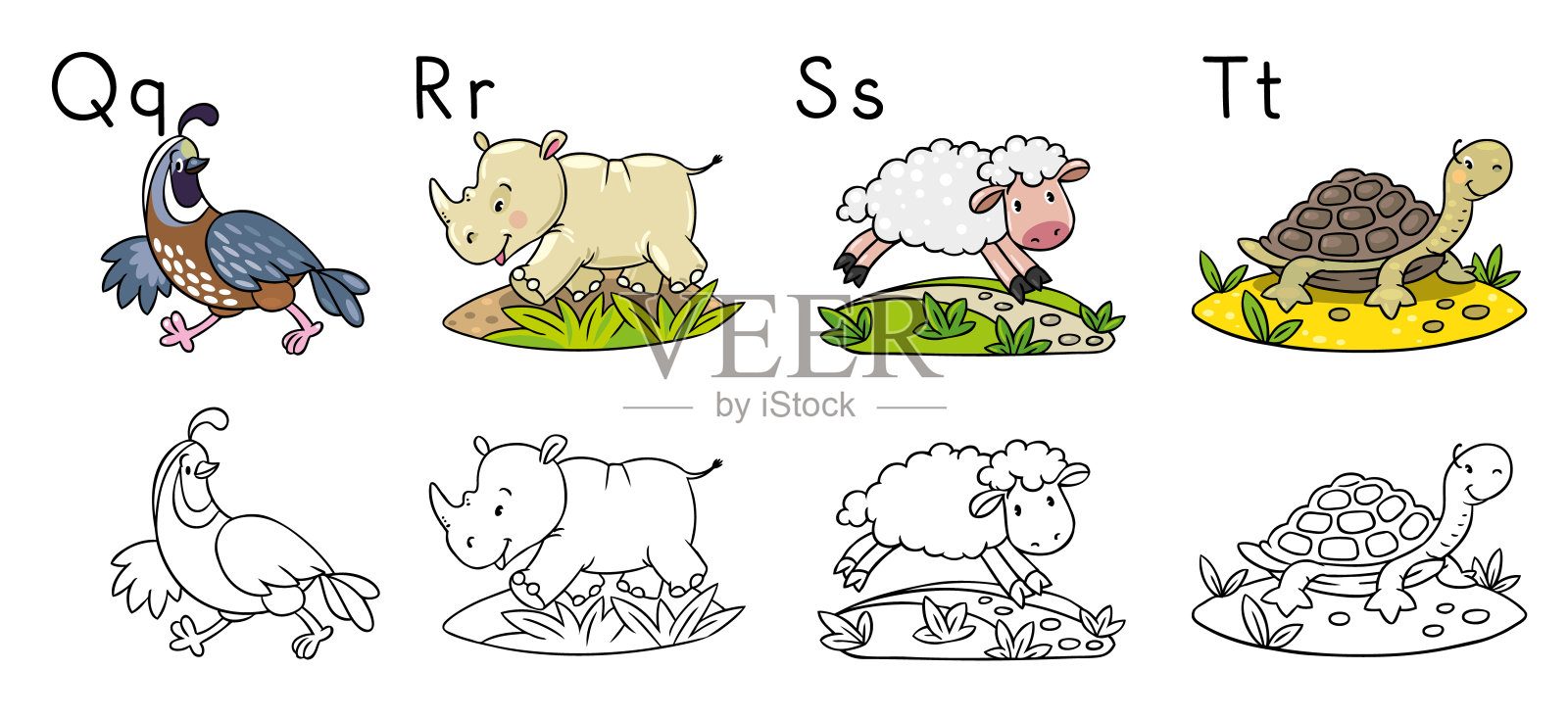 动物字母表或ABC。彩色书插画图片素材