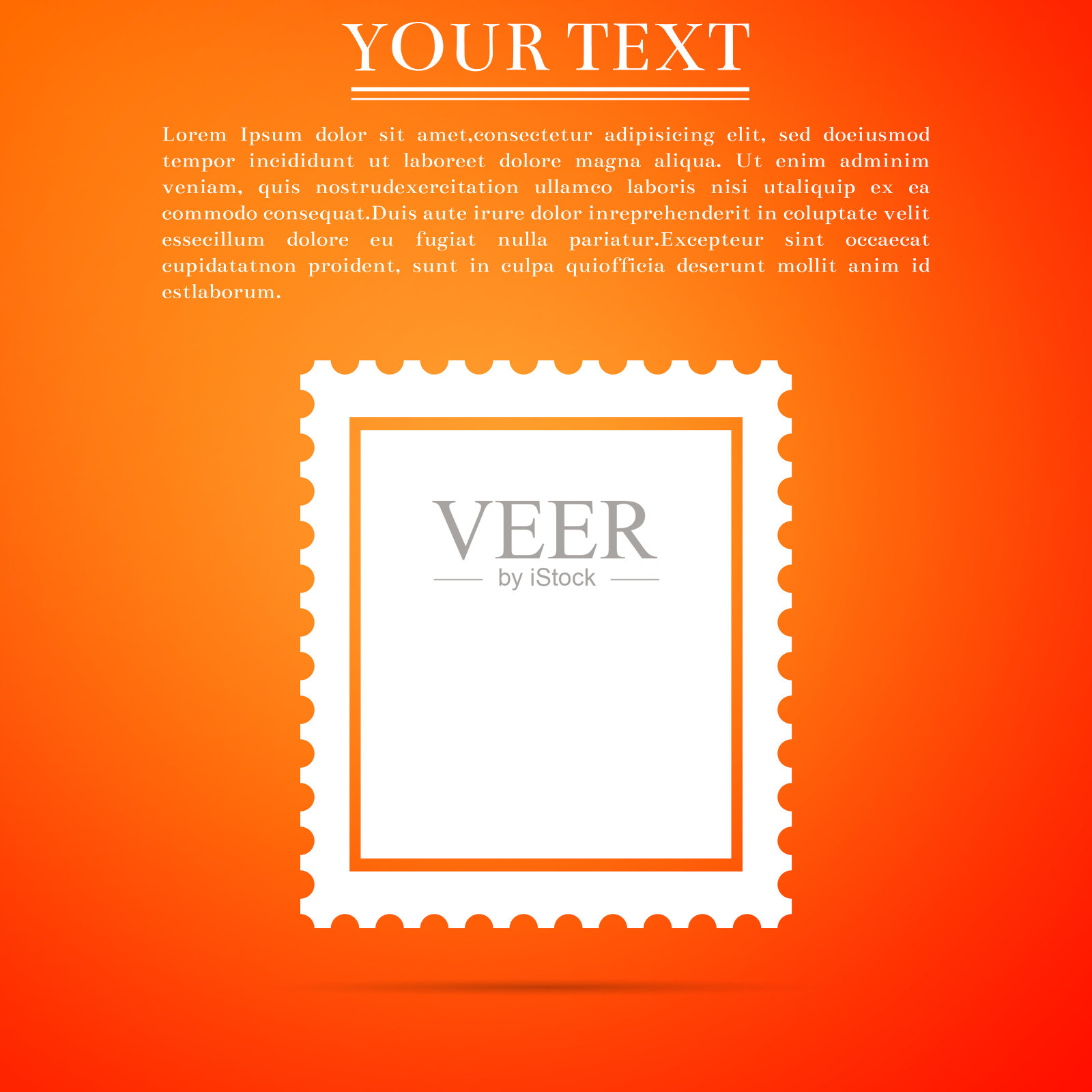 邮票图标孤立在橙色背景上。平面设计。矢量图插画图片素材