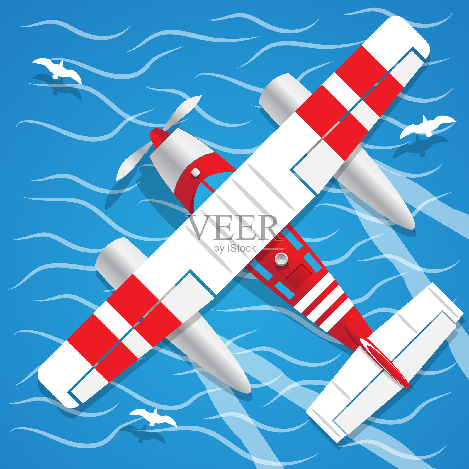 两栖动物的水上飞机。插画图片素材