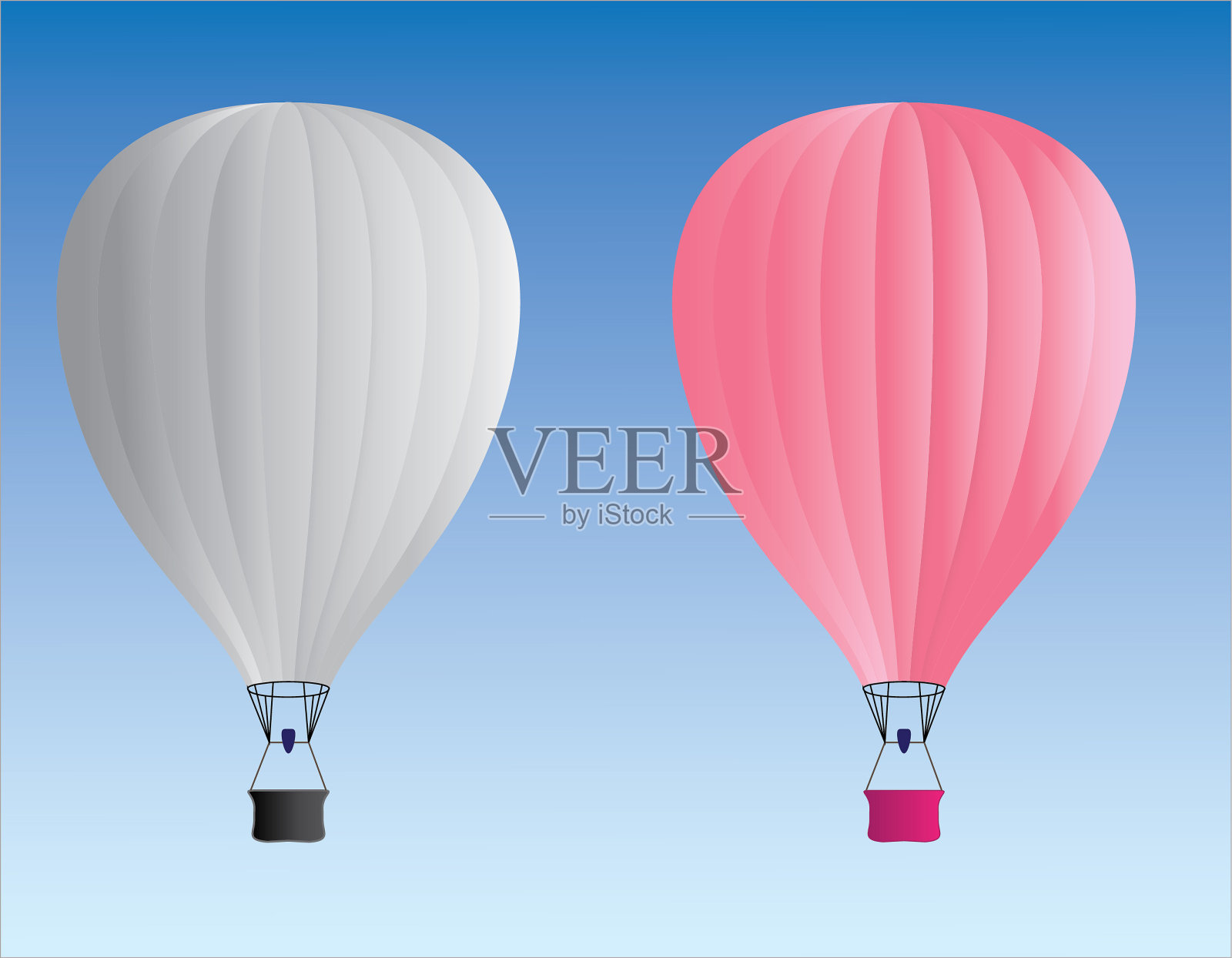 粉色和白色的热气球矢量插画图片素材