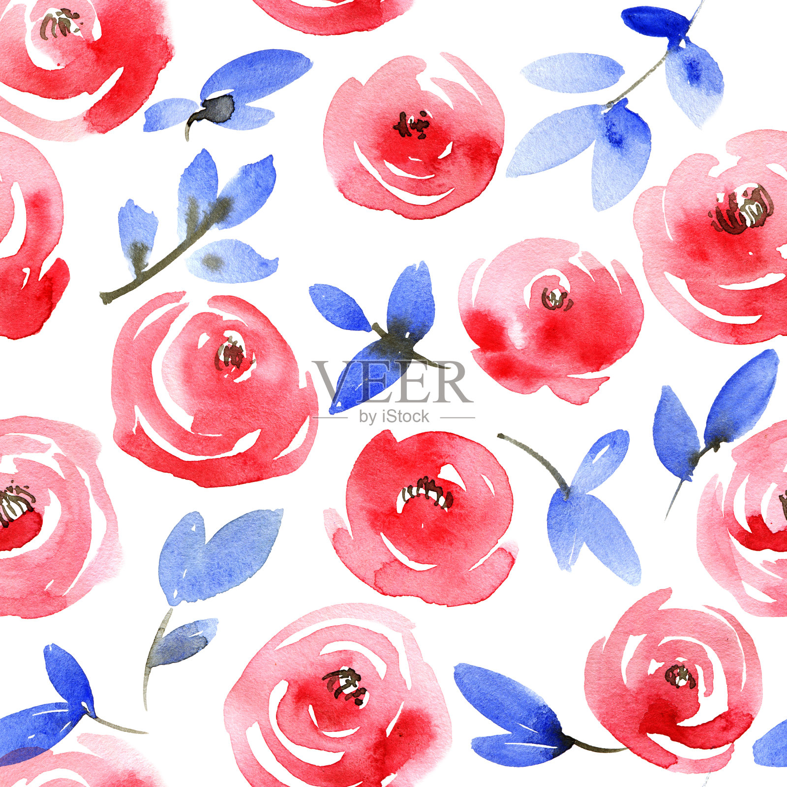 红玫瑰图案插画图片素材