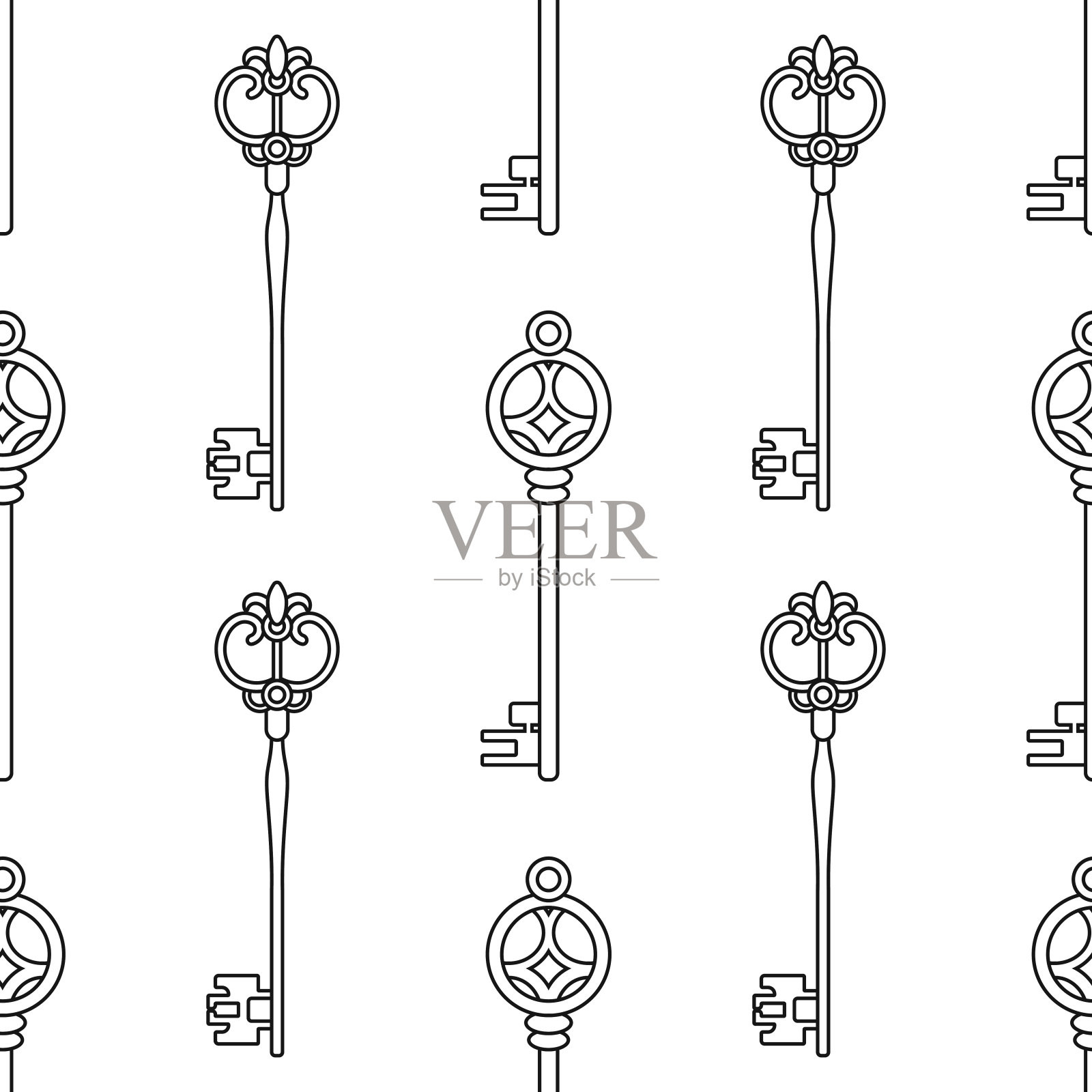 Set of Different Vintage Keys with Intricate Forging, Hand Drawn Sketch Vector Illustration ...
