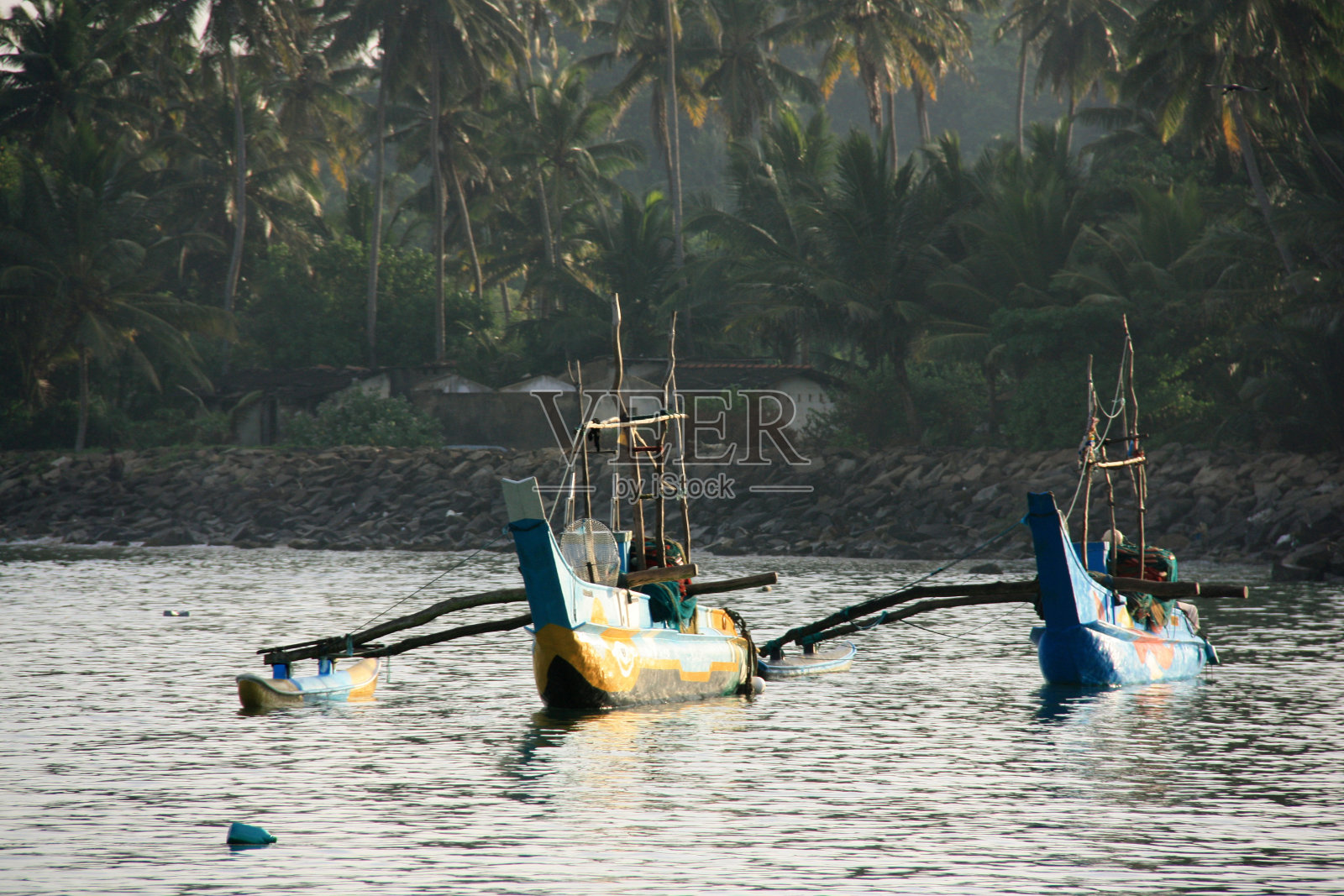 斯里兰卡米瑞萨港的独木舟照片摄影图片