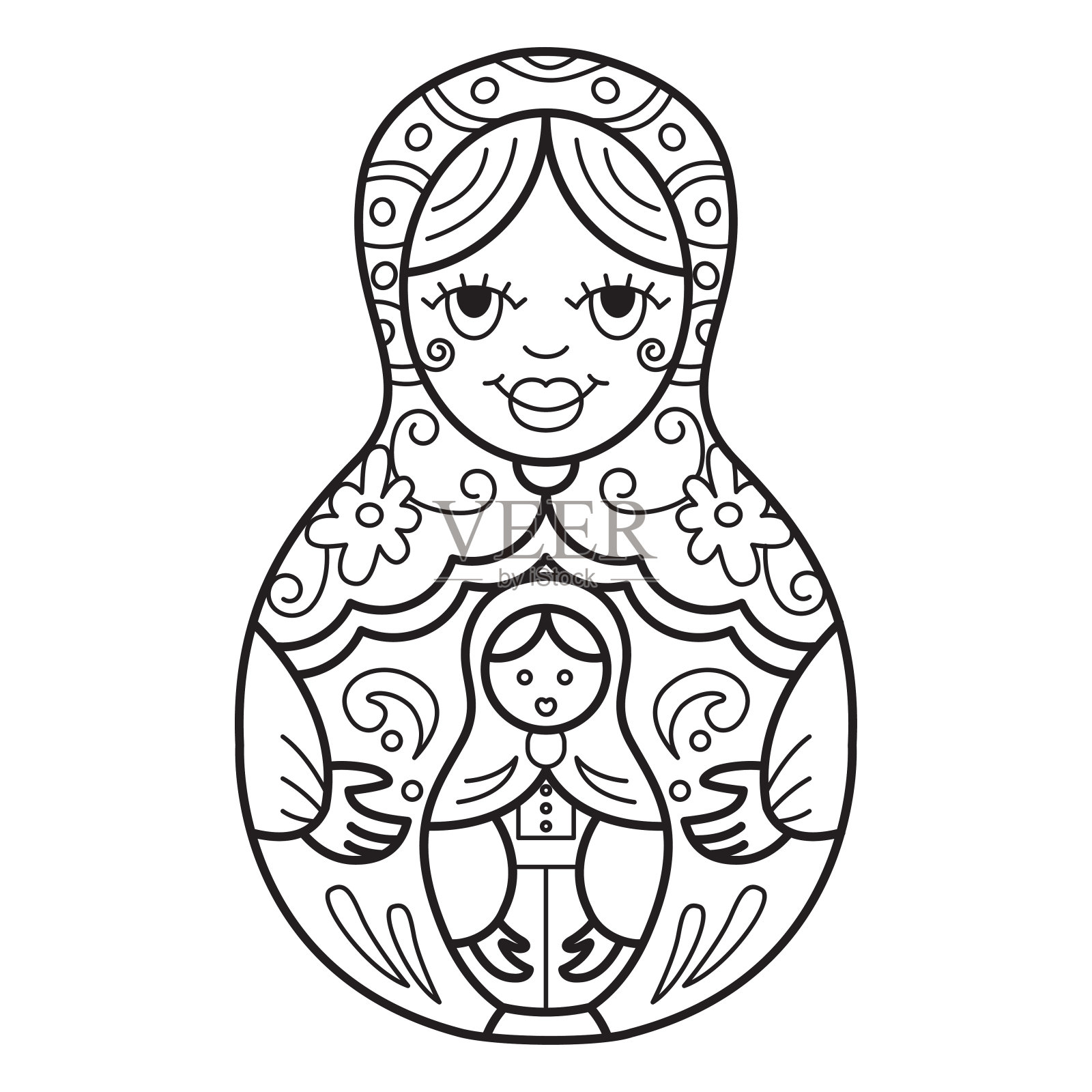 俄罗斯传统套娃(俄罗斯套娃)。插画图片素材