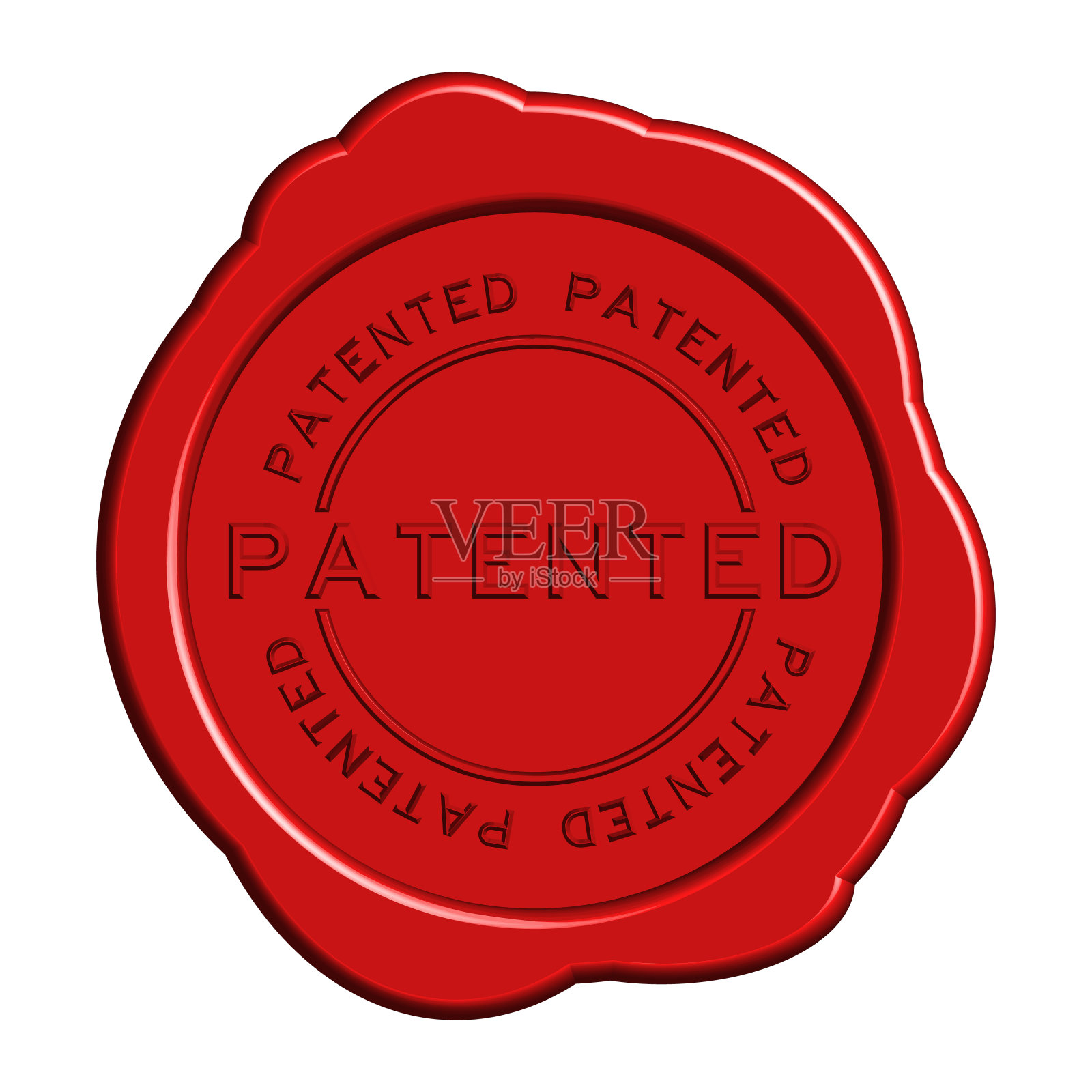 专利字红色橡胶印白底插画图片素材