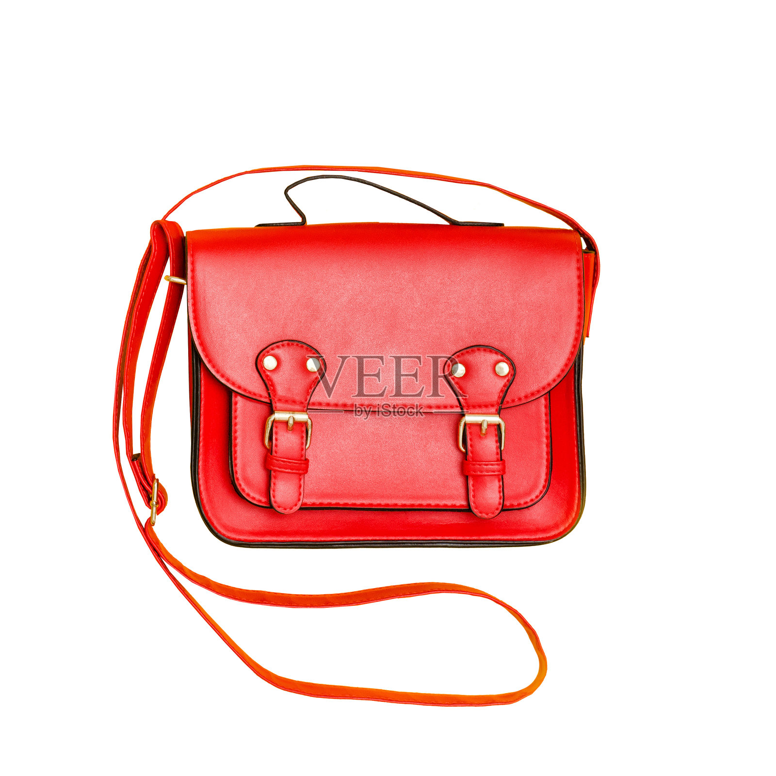 红色的手提包。时尚的概念。孤立。白色背景照片摄影图片