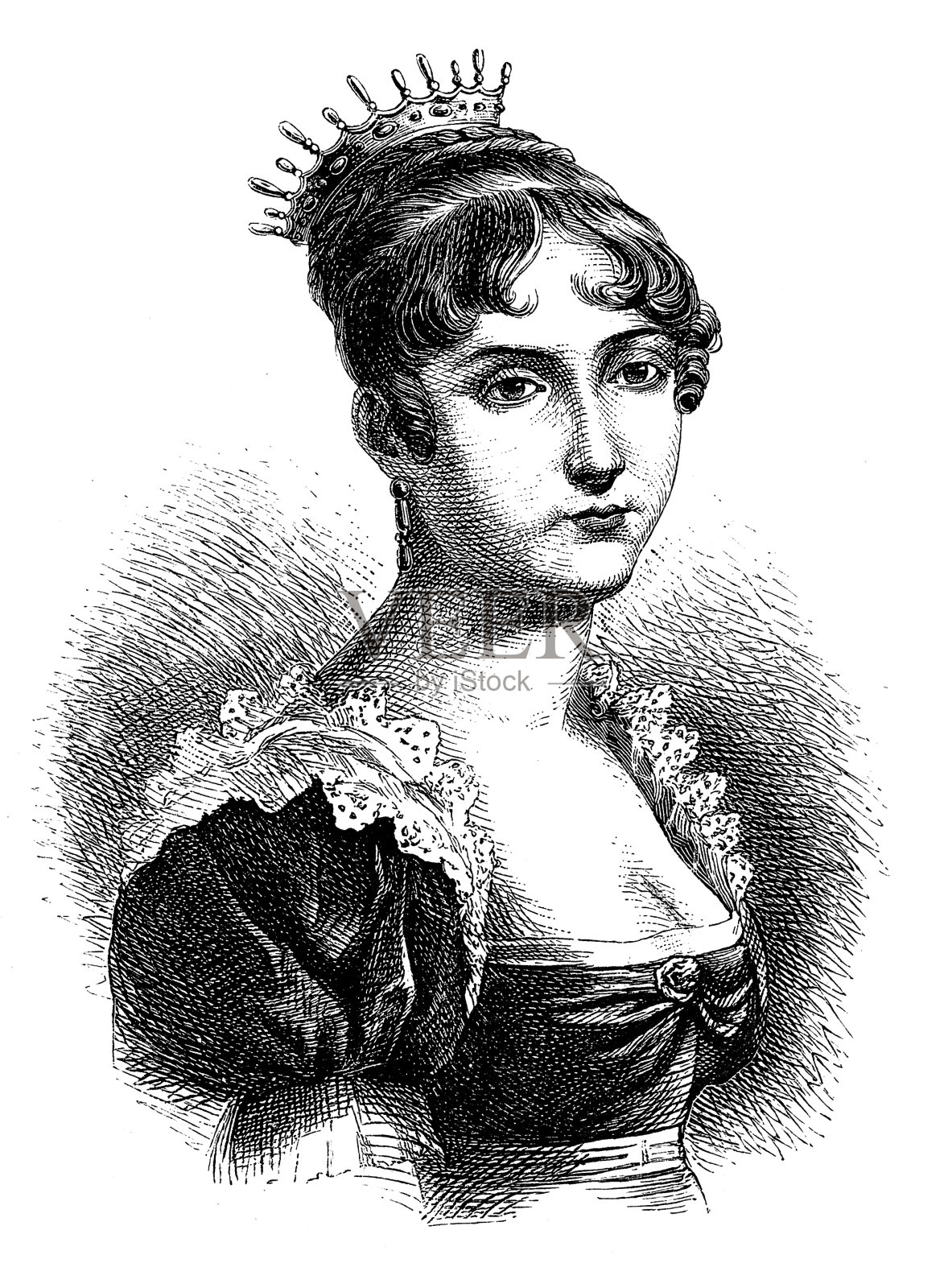 霍顿斯·博阿内斯(1783年4月10日- 1837年10月5日)嫁给路易·波拿巴(拿破仑的兄弟)，后来成为荷兰王后，也是拿破仑三世的母亲插画图片素材