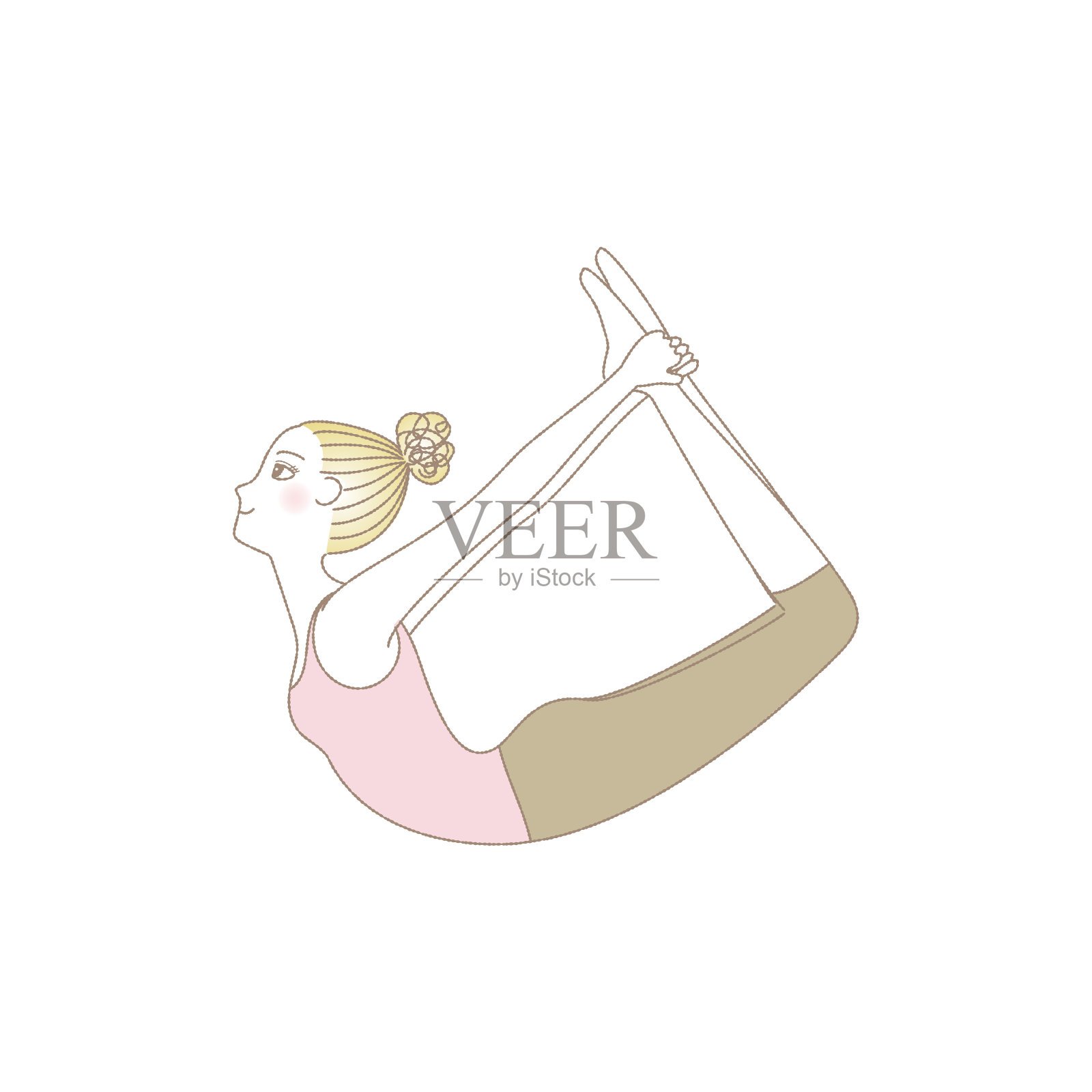 瑜伽姿势，女人在弓姿势插画图片素材