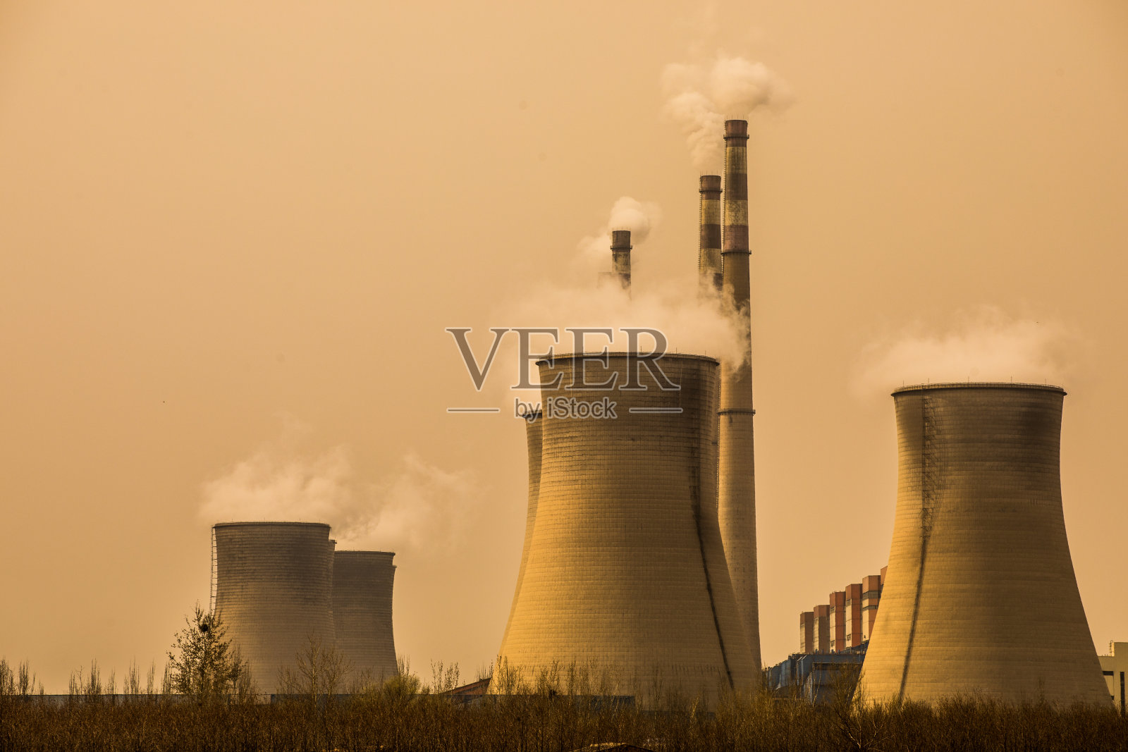 空气污染与发电站照片摄影图片