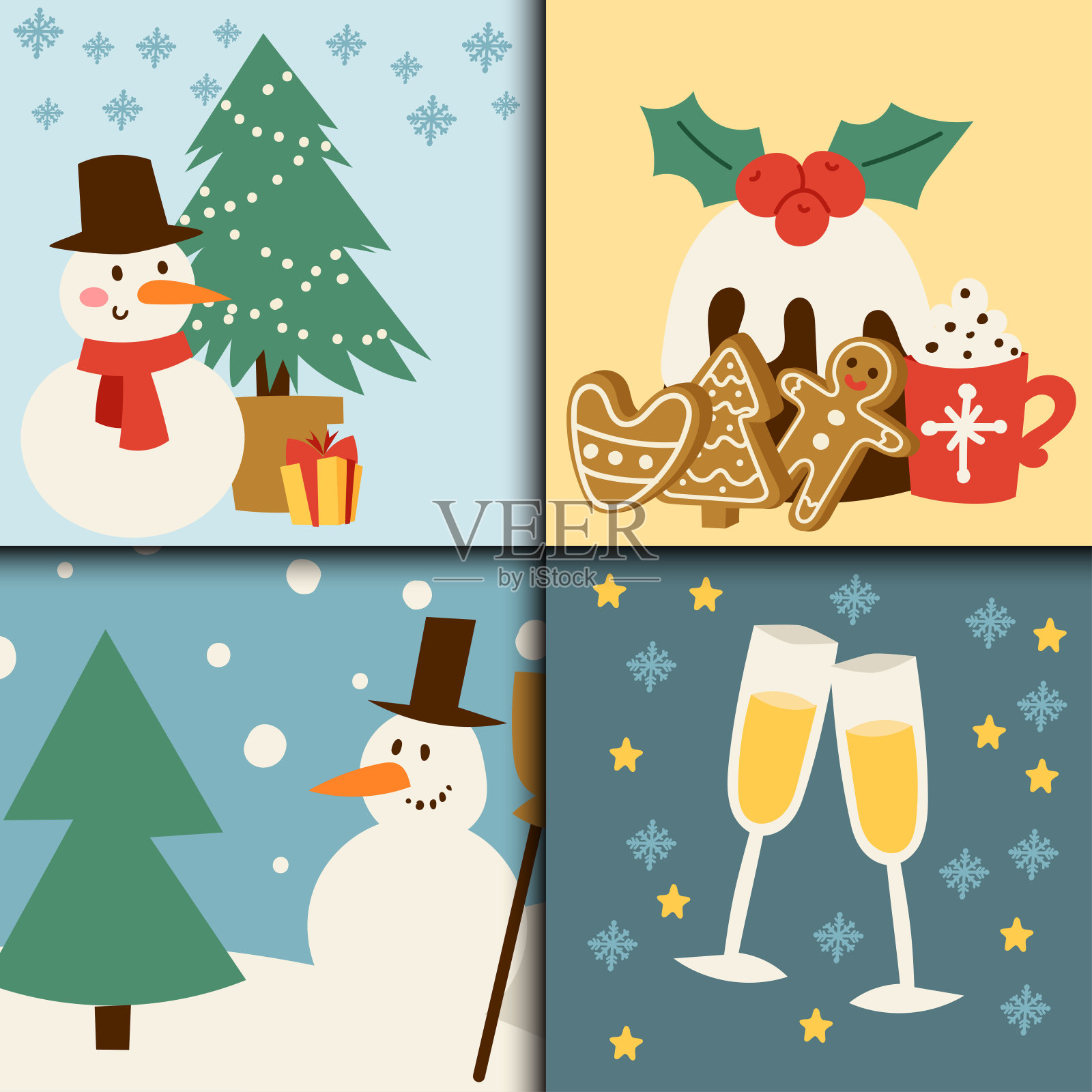 圣诞贺卡矢量符号的问候横幅冬季新年庆祝设计插画图片素材