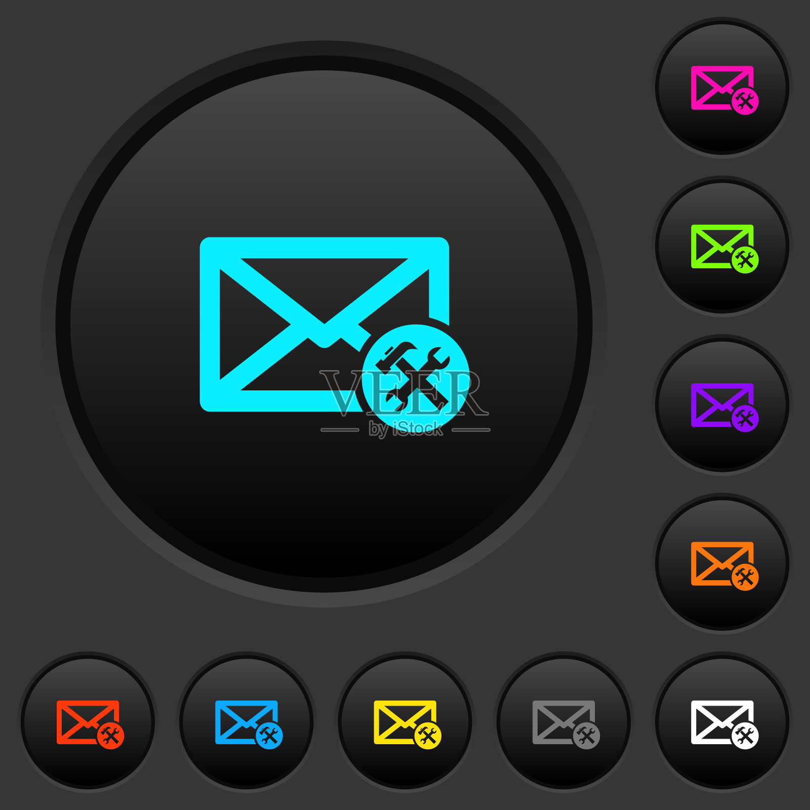 邮件首选项暗色按钮与颜色图标图标素材