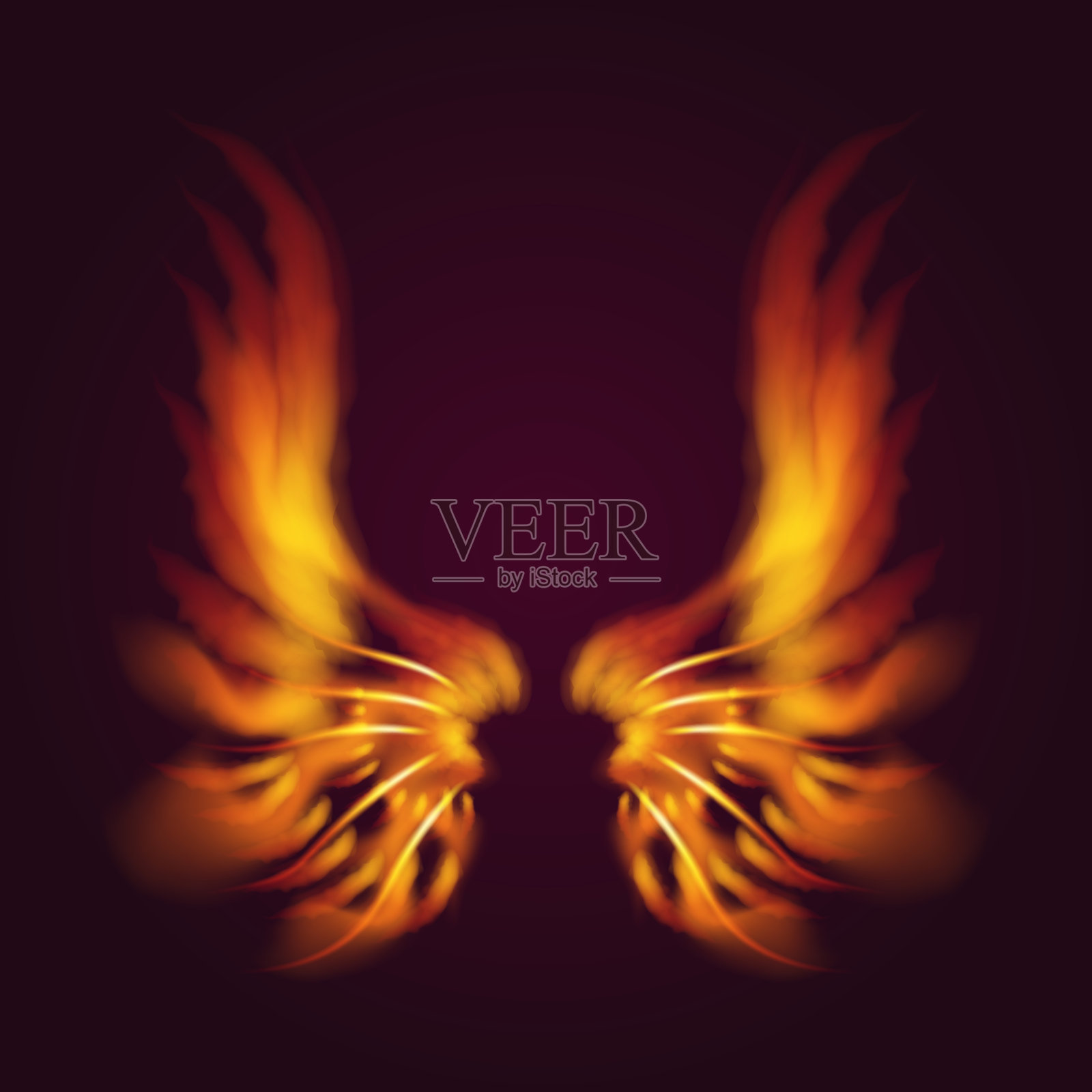 鸟火翅膀向量幻想羽毛燃烧的苍蝇神秘的发光火燃烧热艺术翅膀插图上的黑色插画图片素材