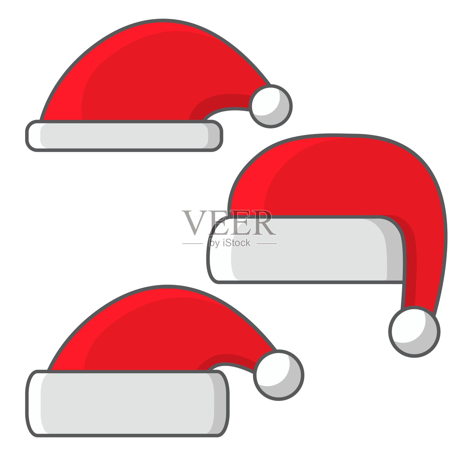 有红色流苏的圣诞老人的圣诞帽。一种服装元素，用于庆祝节日的头部。设计元素图片