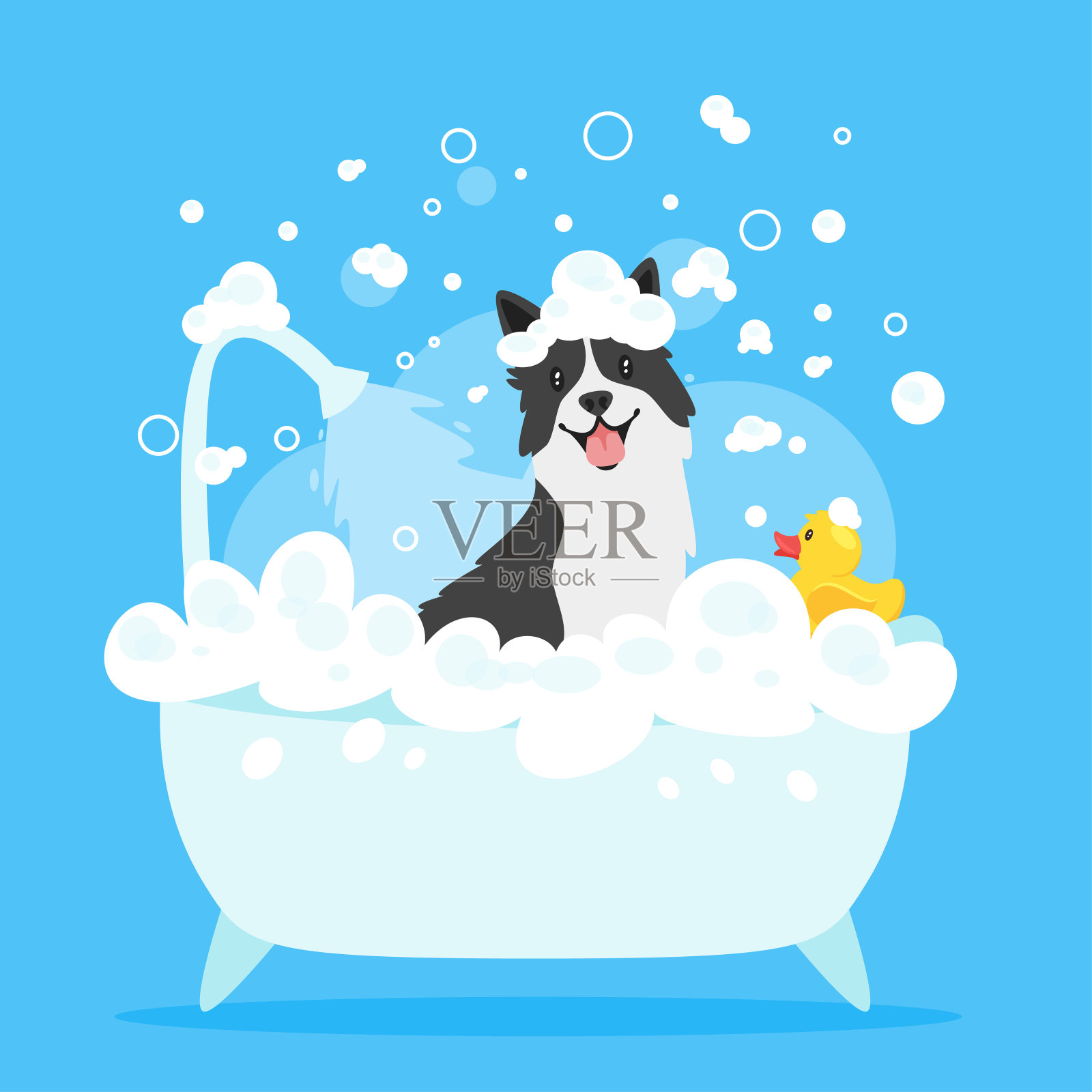 狗在洗澡设计元素图片