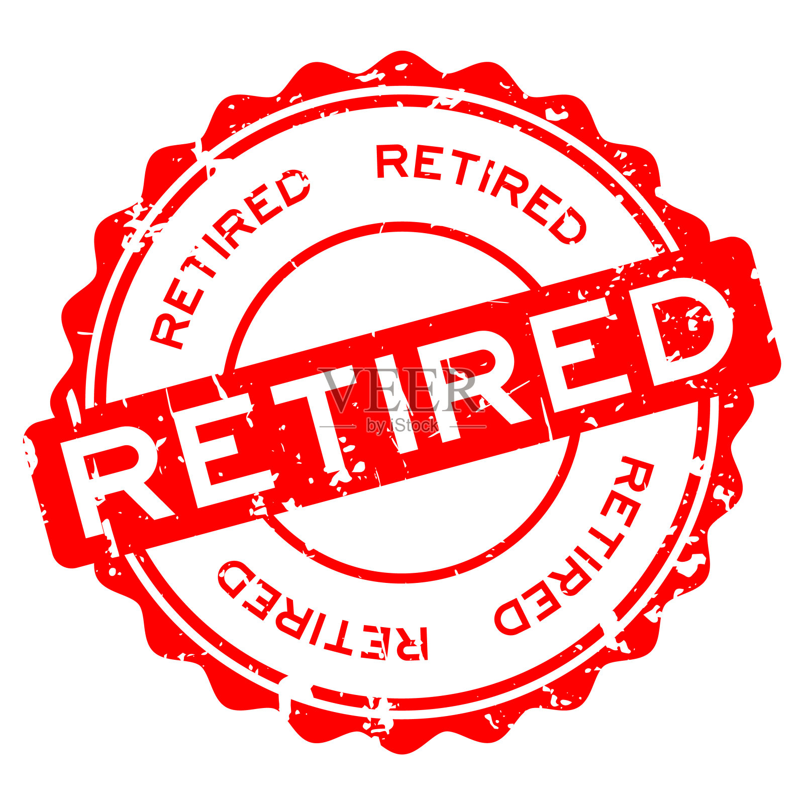 Grunge红色退休字圆形橡皮印章印章上的白色背景插画图片素材