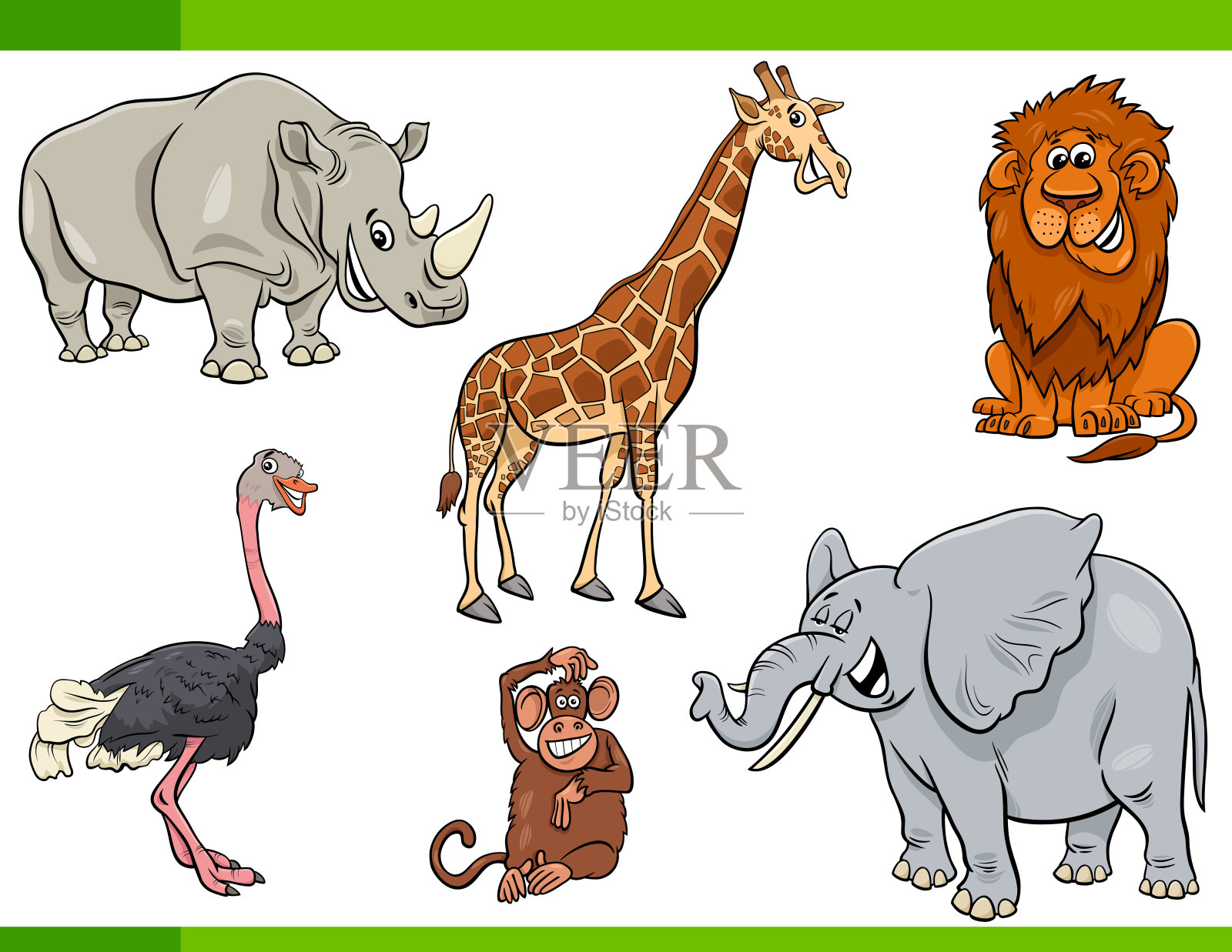 卡通狩猎动物角色设置插画图片素材