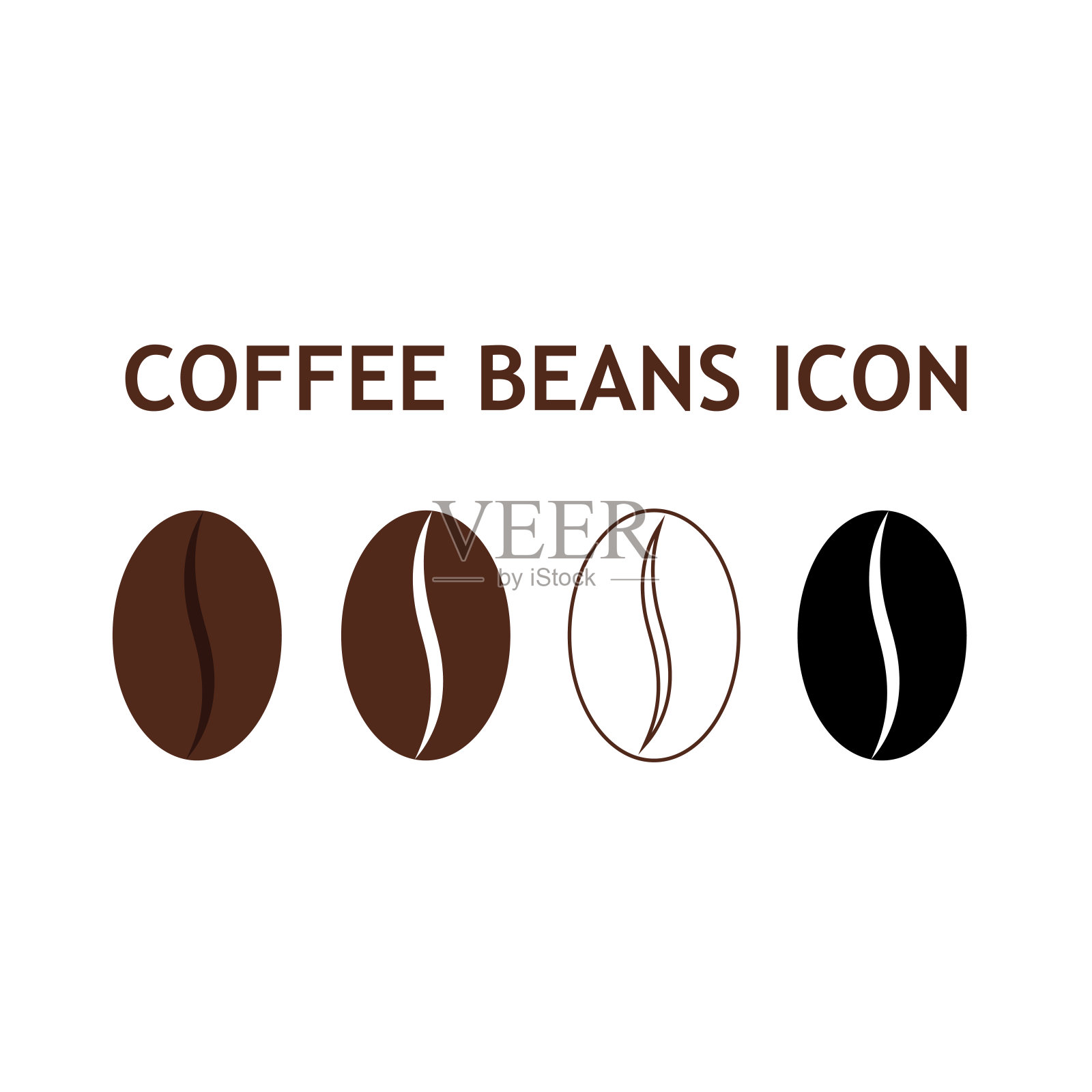 收集的咖啡豆图标孤立在白色的背景图标素材