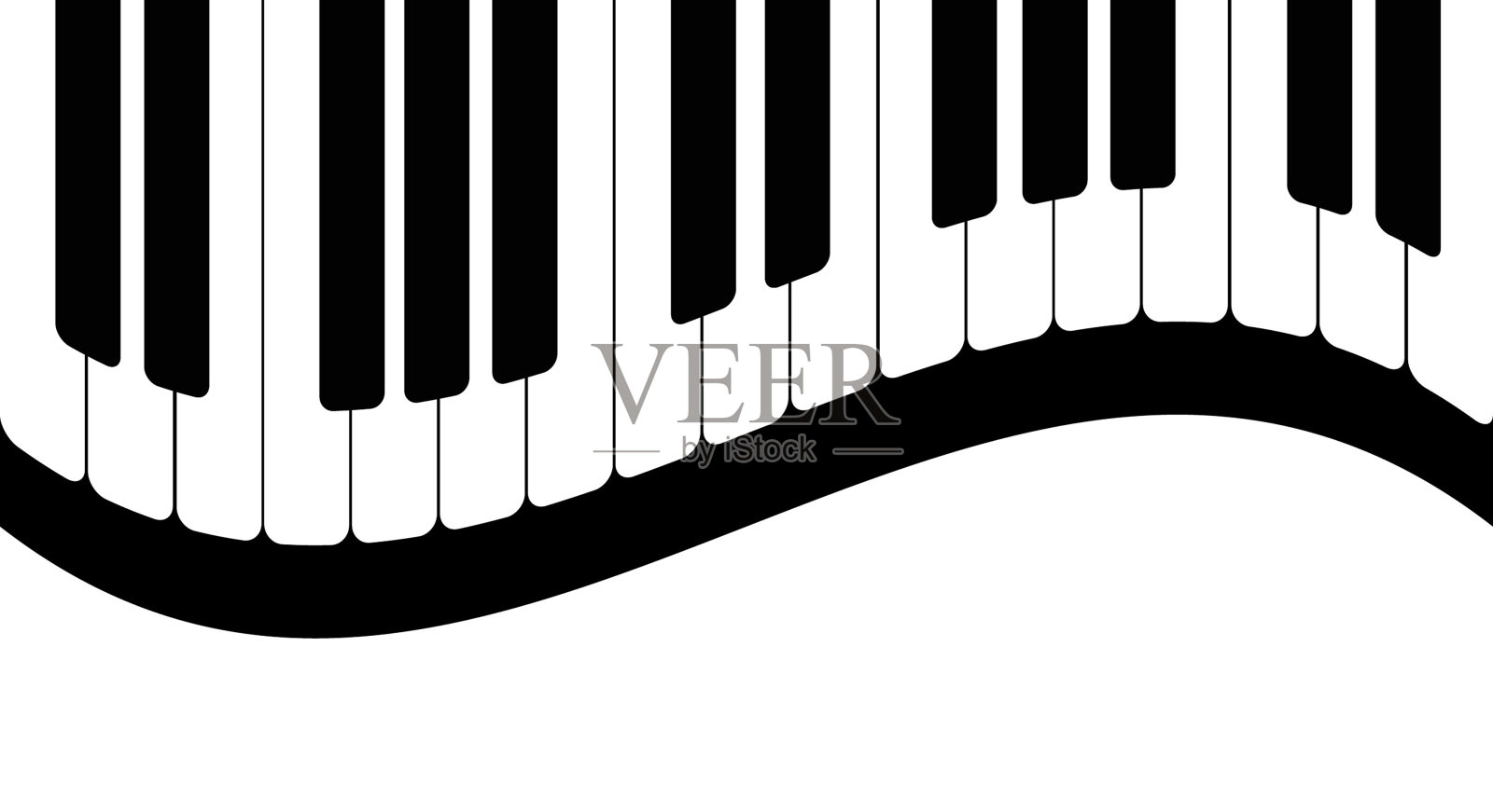 黑白琴键。矢量图插画图片素材