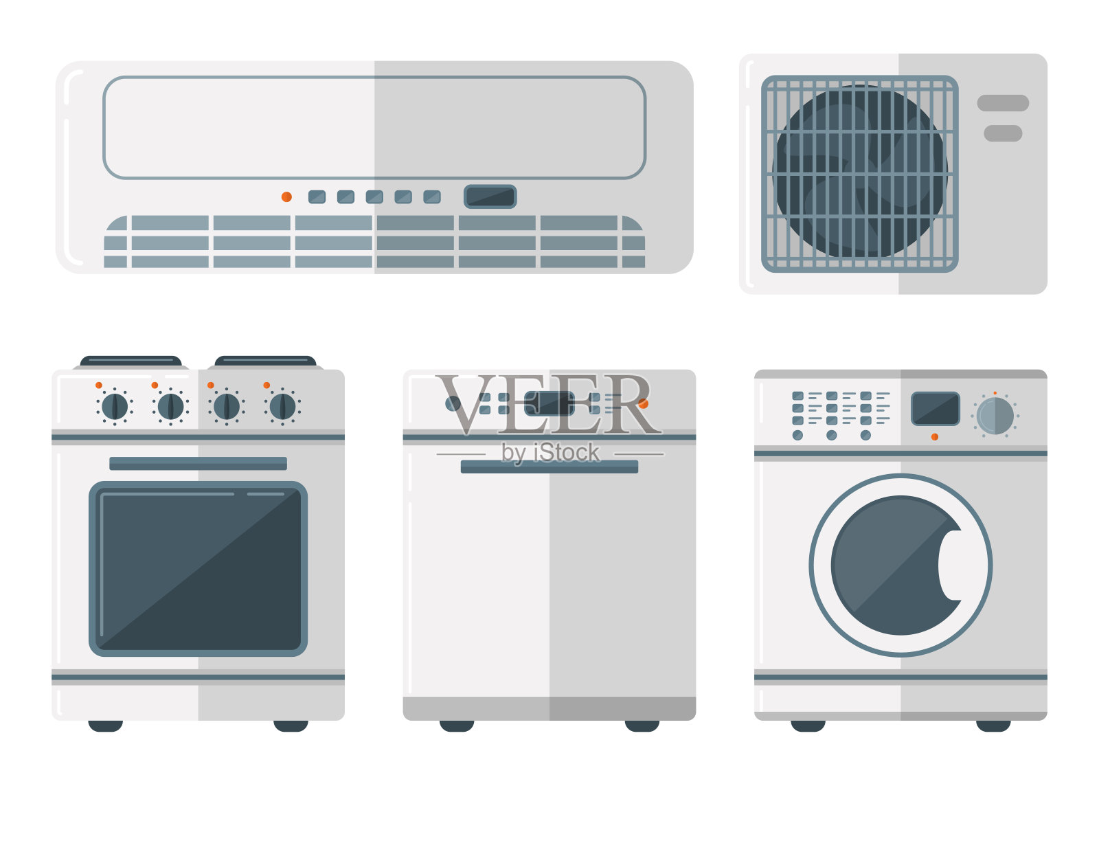 家用电器矢量家用设备厨房电器家用技术作业工具说明插画图片素材