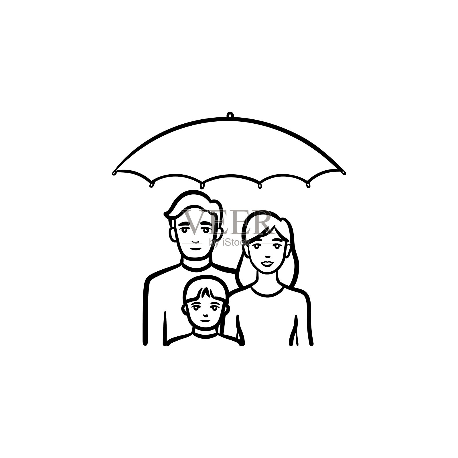 家庭保险手绘素描图标插画图片素材