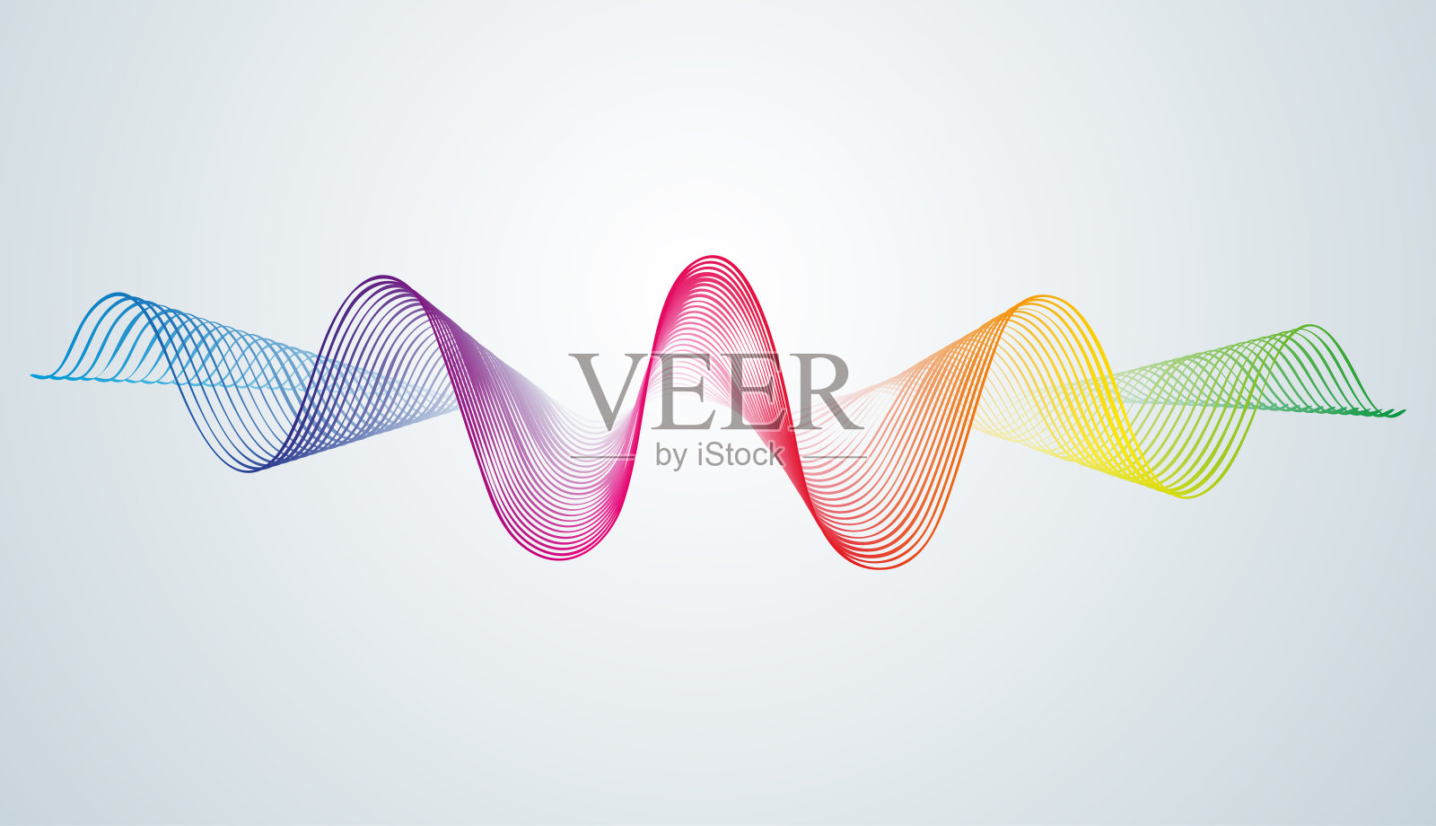 抽象平滑曲线设计元素波形线的技术背景数字均衡器的风格化声波由混合矢量制作的平滑流动的波形彩虹条纹插画图片素材