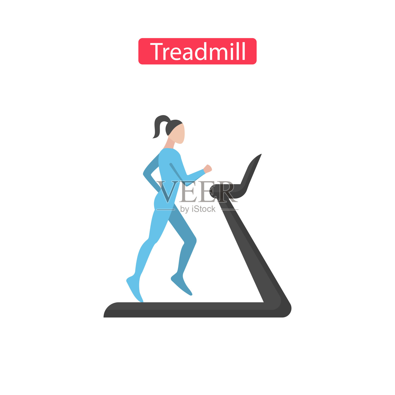 跑步机健身平面图标插画图片素材