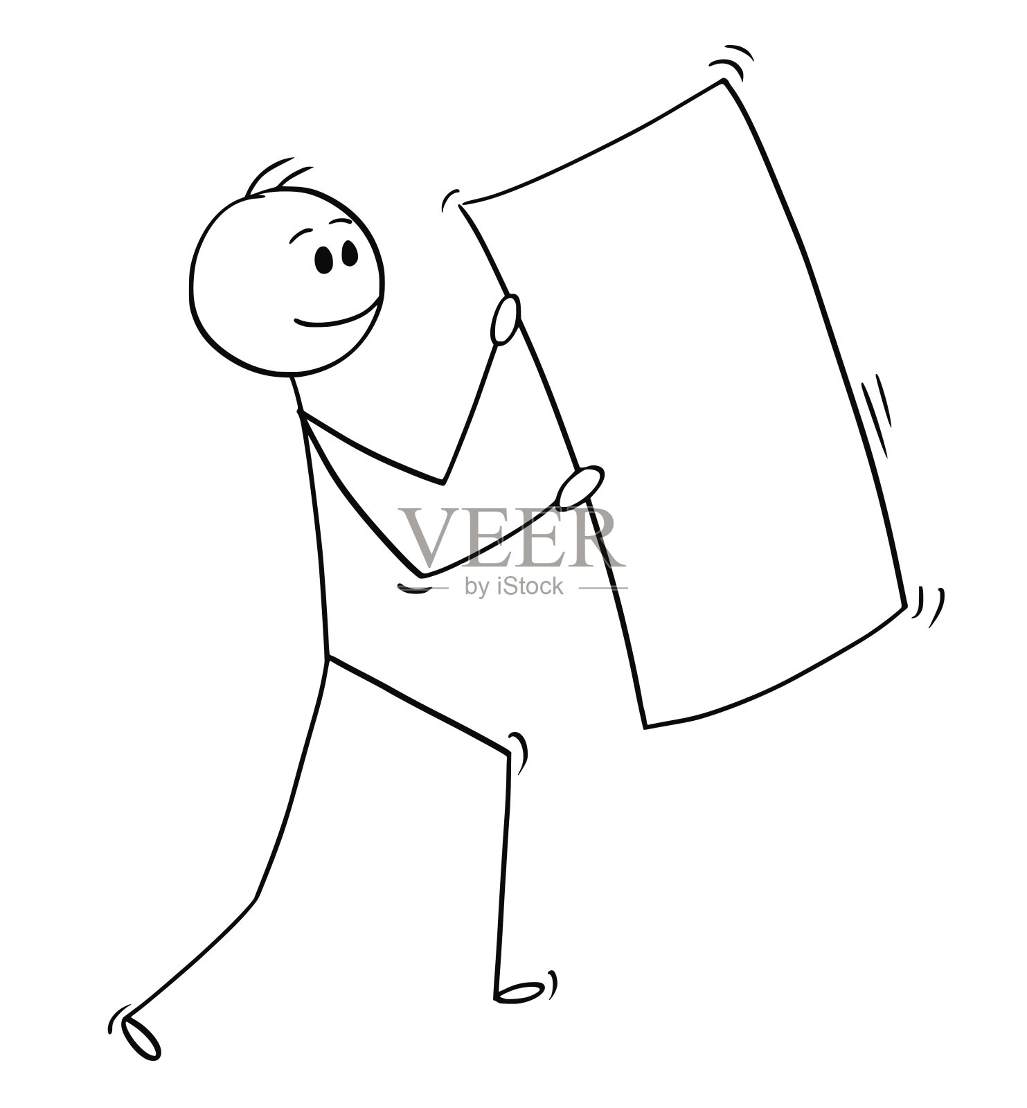 卡通的快乐商人携带大空或空白纸设计元素图片